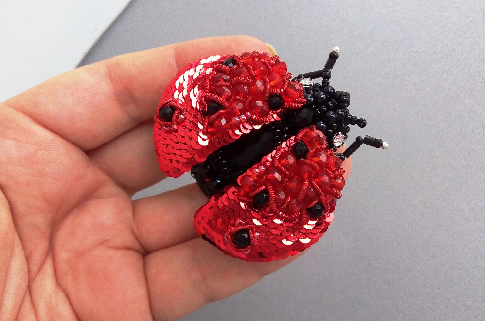 ladybug - My, DIY brooch, Brooch, ladybug, , Longpost