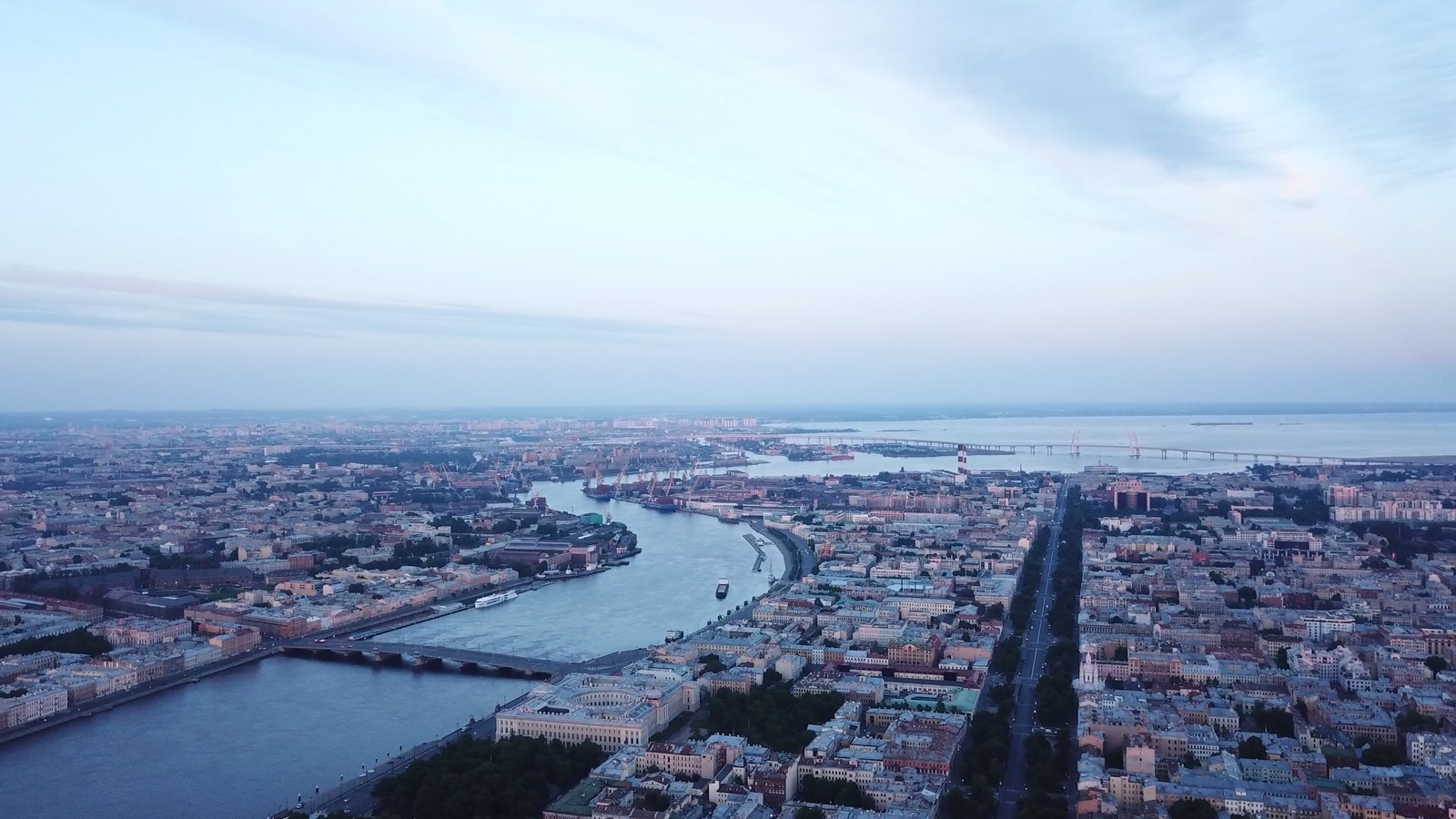 Dawn in St. Petersburg. City center. Drone. Omon. - My, Saint Petersburg, dawn, Quadcopter, Copter, The sun, Longpost