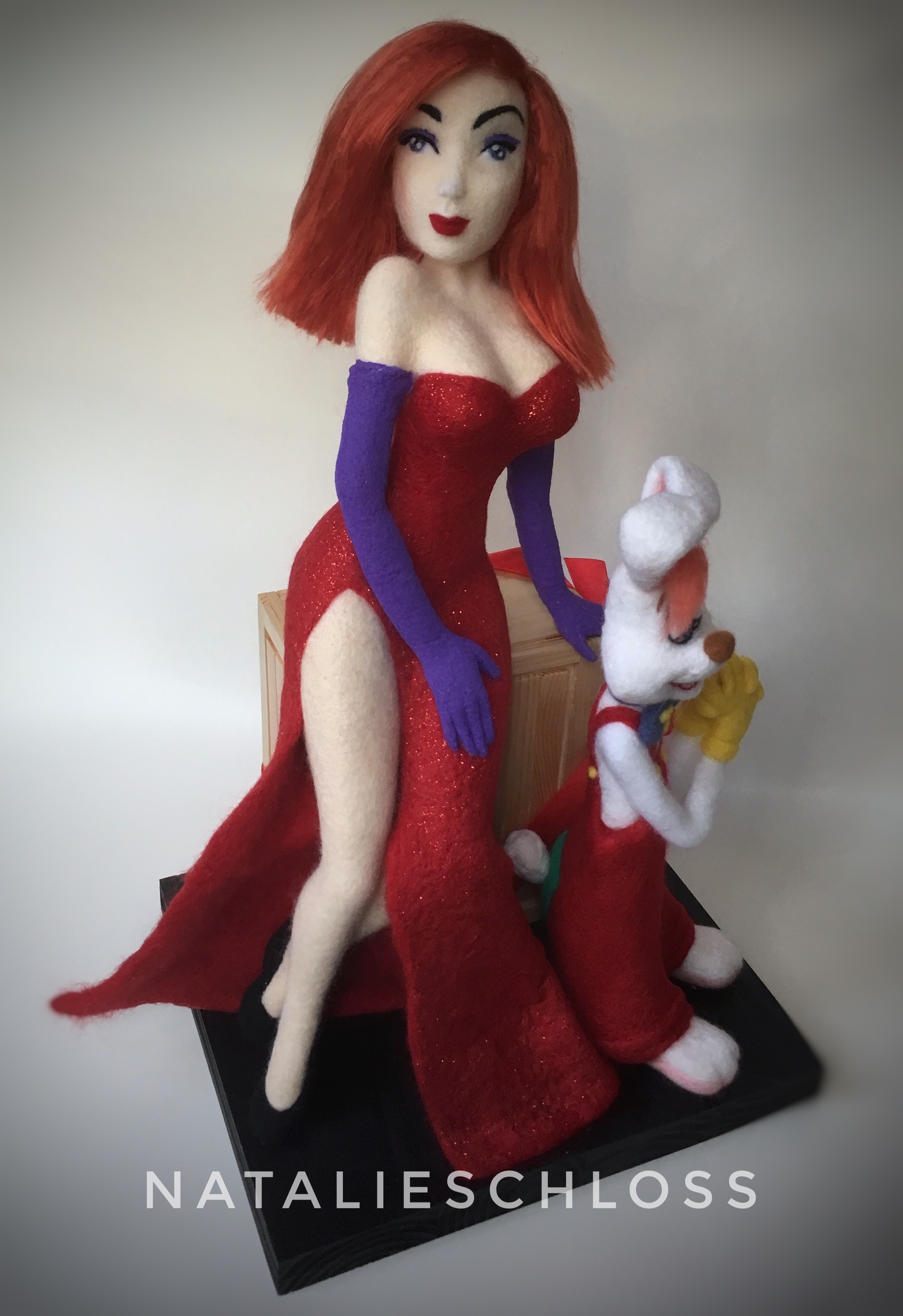 Girl in red a year later. - My, Jessica Rabbit, Who Framed Roger Rabbit, Dry felting, Needlework without process, Girls, Longpost