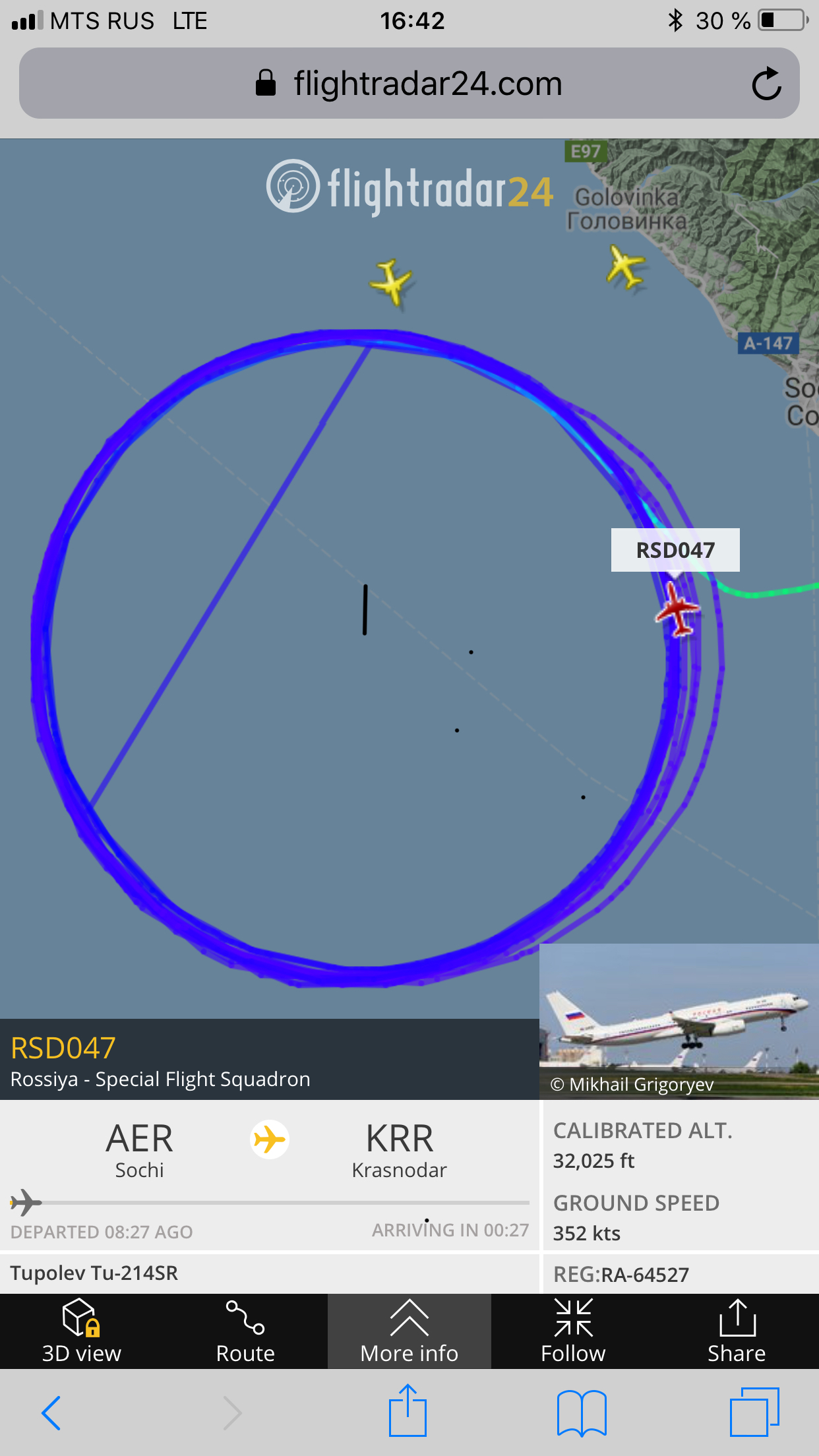 Tu-214 circling over Sochi - Airplane, Sochi