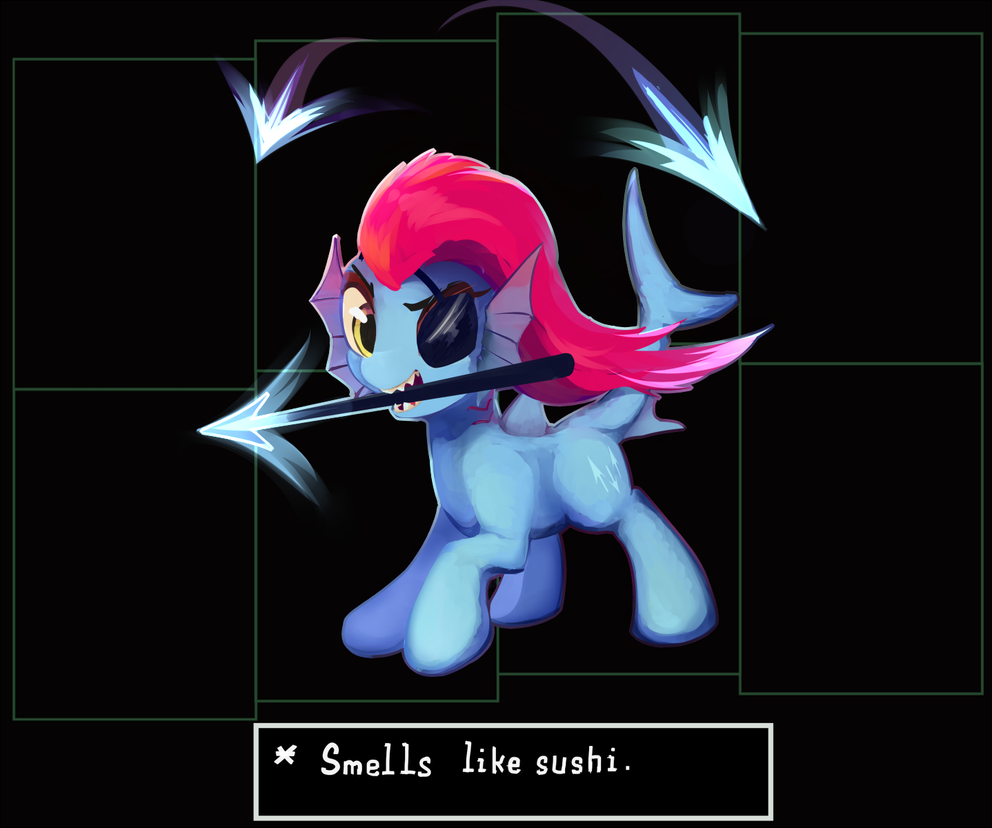 Angry fish - My little pony, Undertale, Crossover, Ponification, Undyne, PonyArt, Scootiebloom