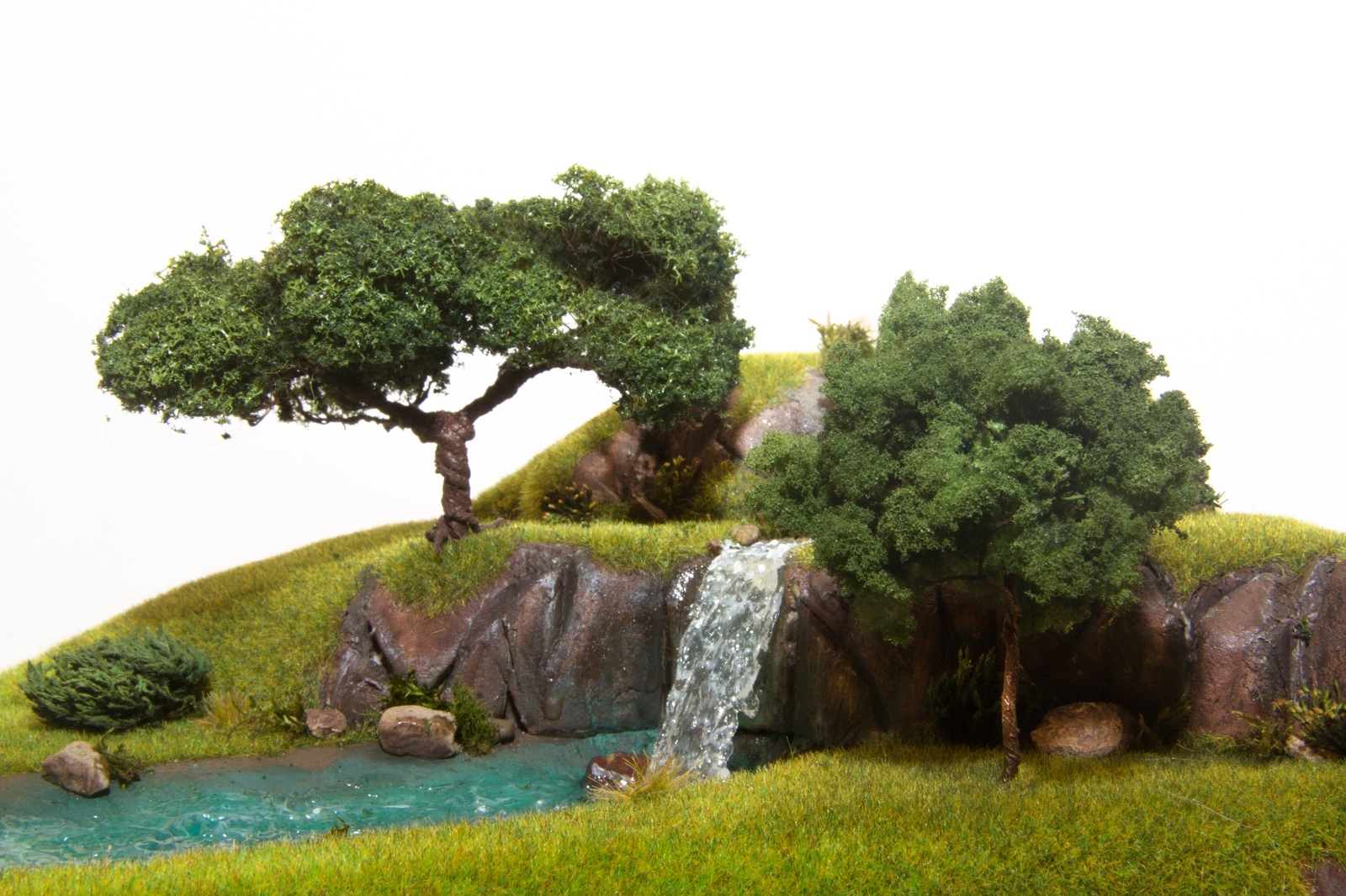 Waterfall diorama. - My, Creation, Diorama, Layout, With your own hands, Needlework with process, Modeling, Waterfall, Longpost