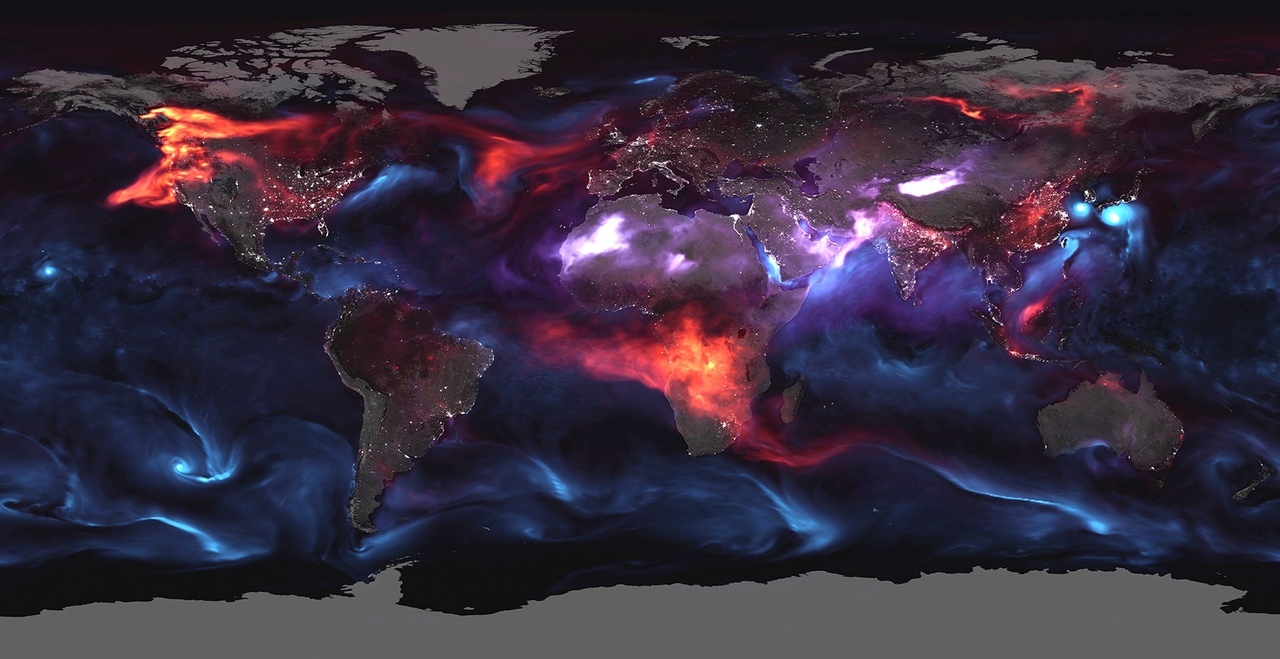 NASA has shown a frightening visualization of aerosol pollution of the atmosphere - NASA, Pollution, Atmosphere