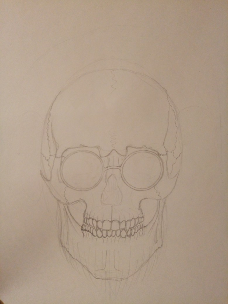 Monobrow Skull - My, Pointillism, Scull, Drawing, Longpost