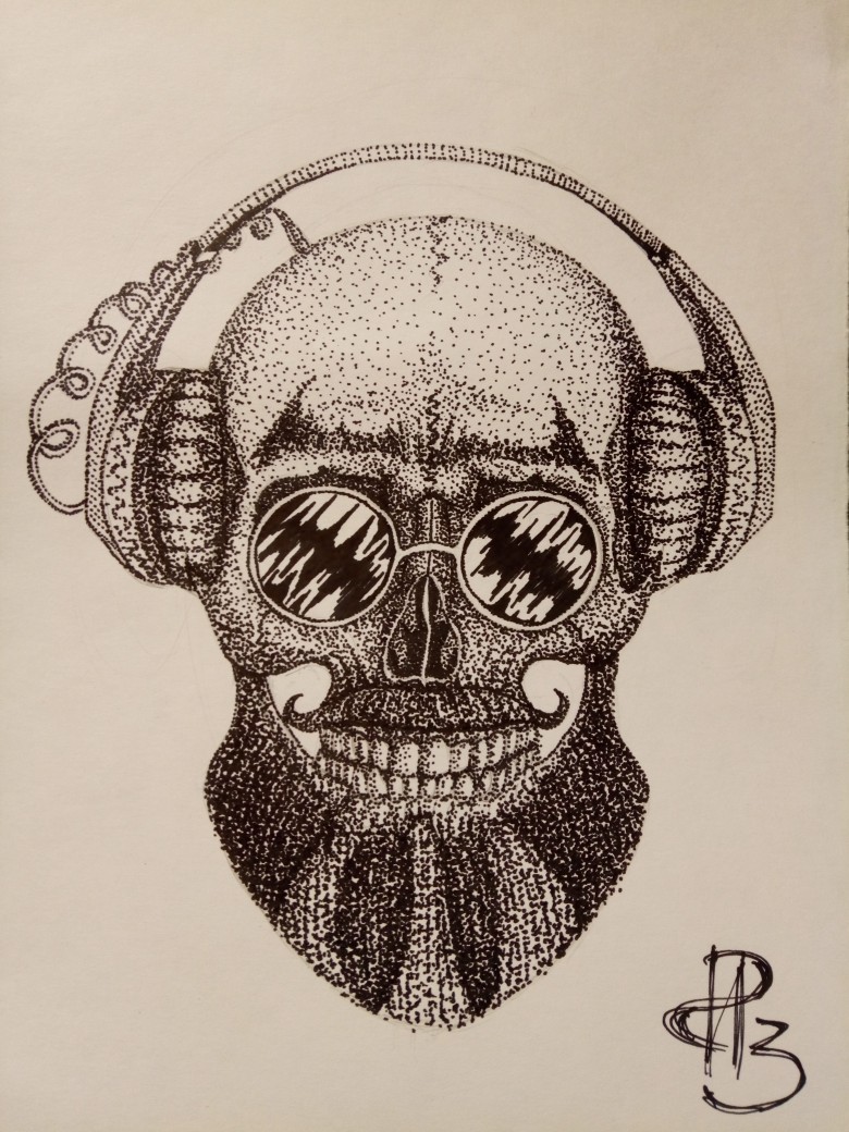 Monobrow Skull - My, Pointillism, Scull, Drawing, Longpost