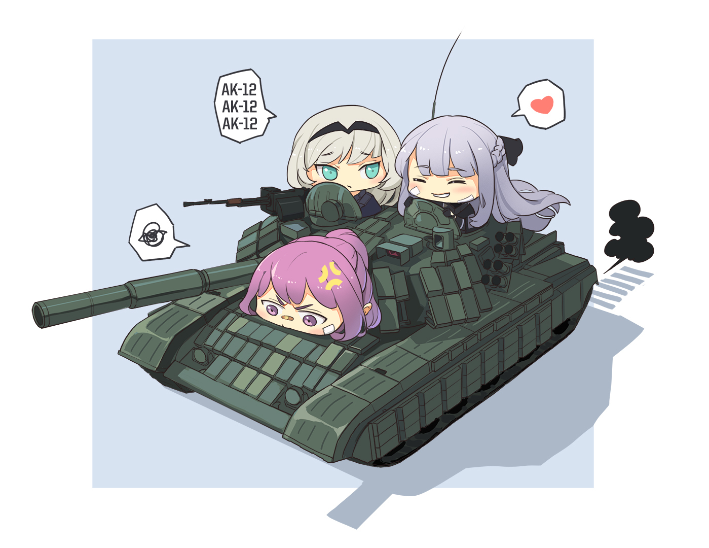 3 Girls 1 Tank - Аниме, Anime Art, Girls Frontline, Ан-94, Ak-12, Ar-15