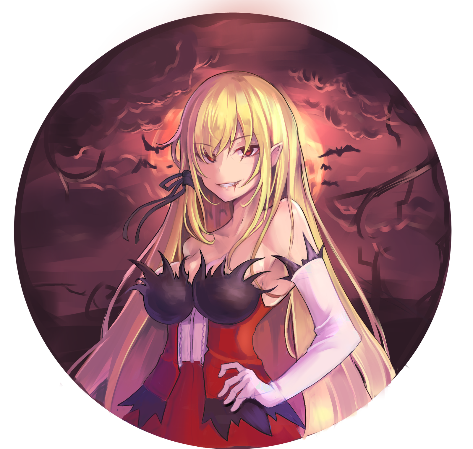 Ночная повелительница - Аниме, Anime Art, Monogatari series, Kiss-Shot Acerola-orion Heart-under-blade