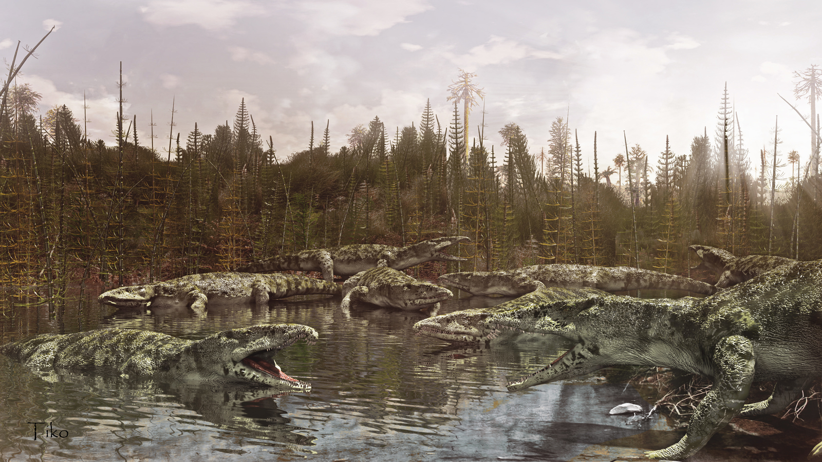 Proterosuchus - My, Zbrush, 3DS max, Photomanipulation, Triassic period, Prehistoric animals