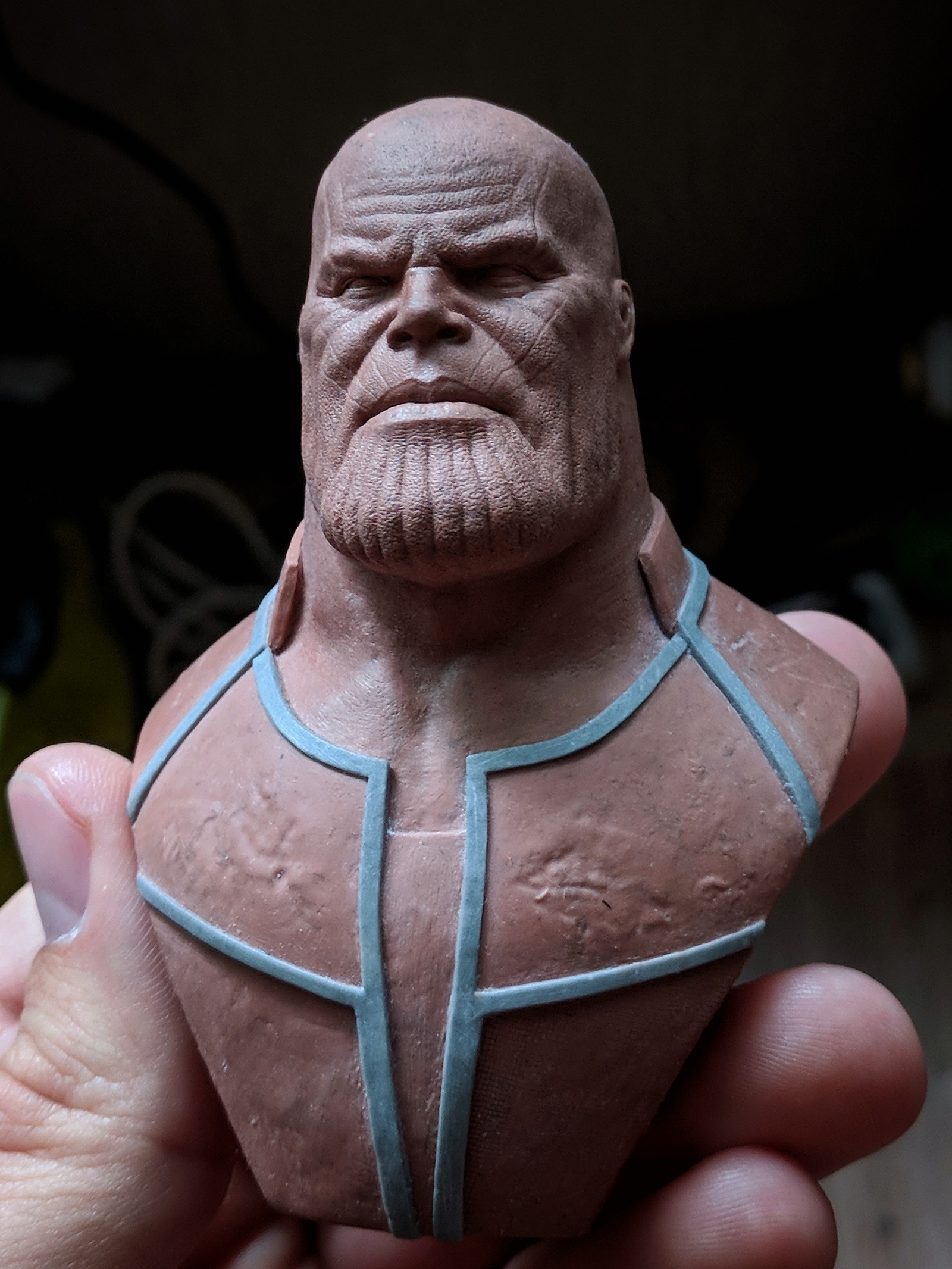 Plasticine bust of Thanos - My, Thanos, Avengers, Marvel, Sculpture, Plasticine, Creation, Friday, Friday tag is mine, Longpost