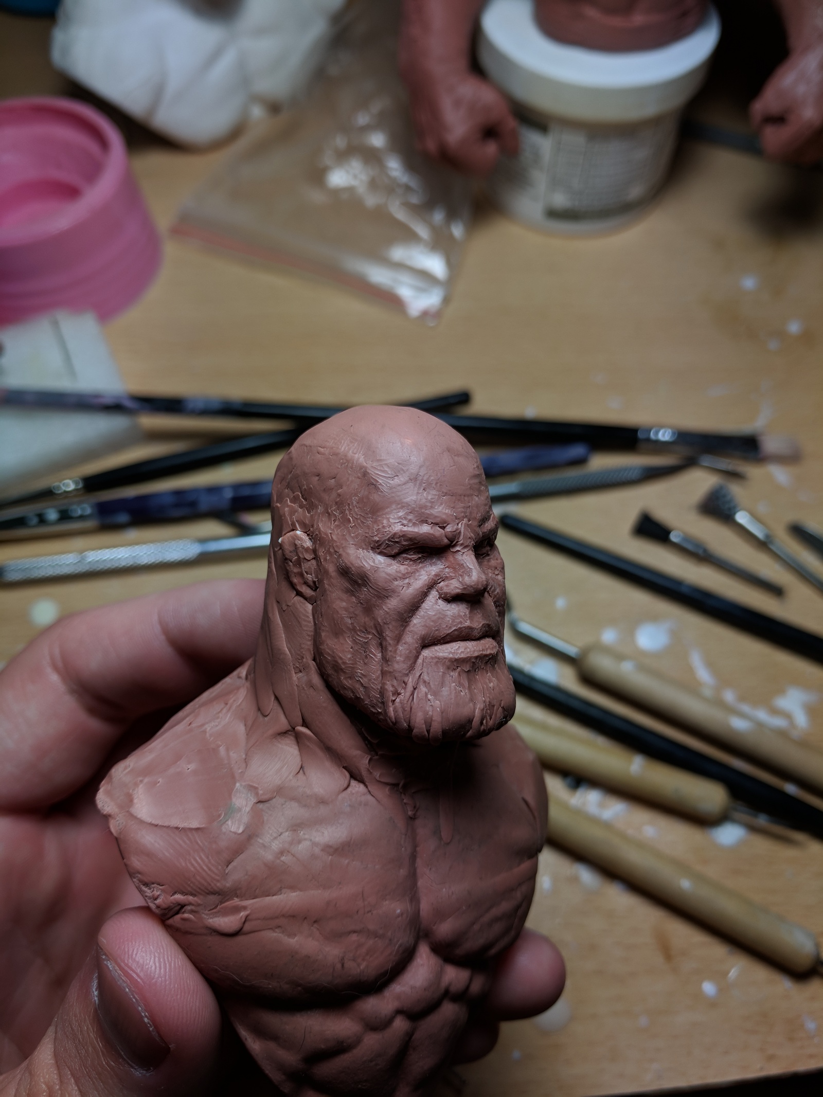 Plasticine bust of Thanos - My, Thanos, Avengers, Marvel, Sculpture, Plasticine, Creation, Friday, Friday tag is mine, Longpost