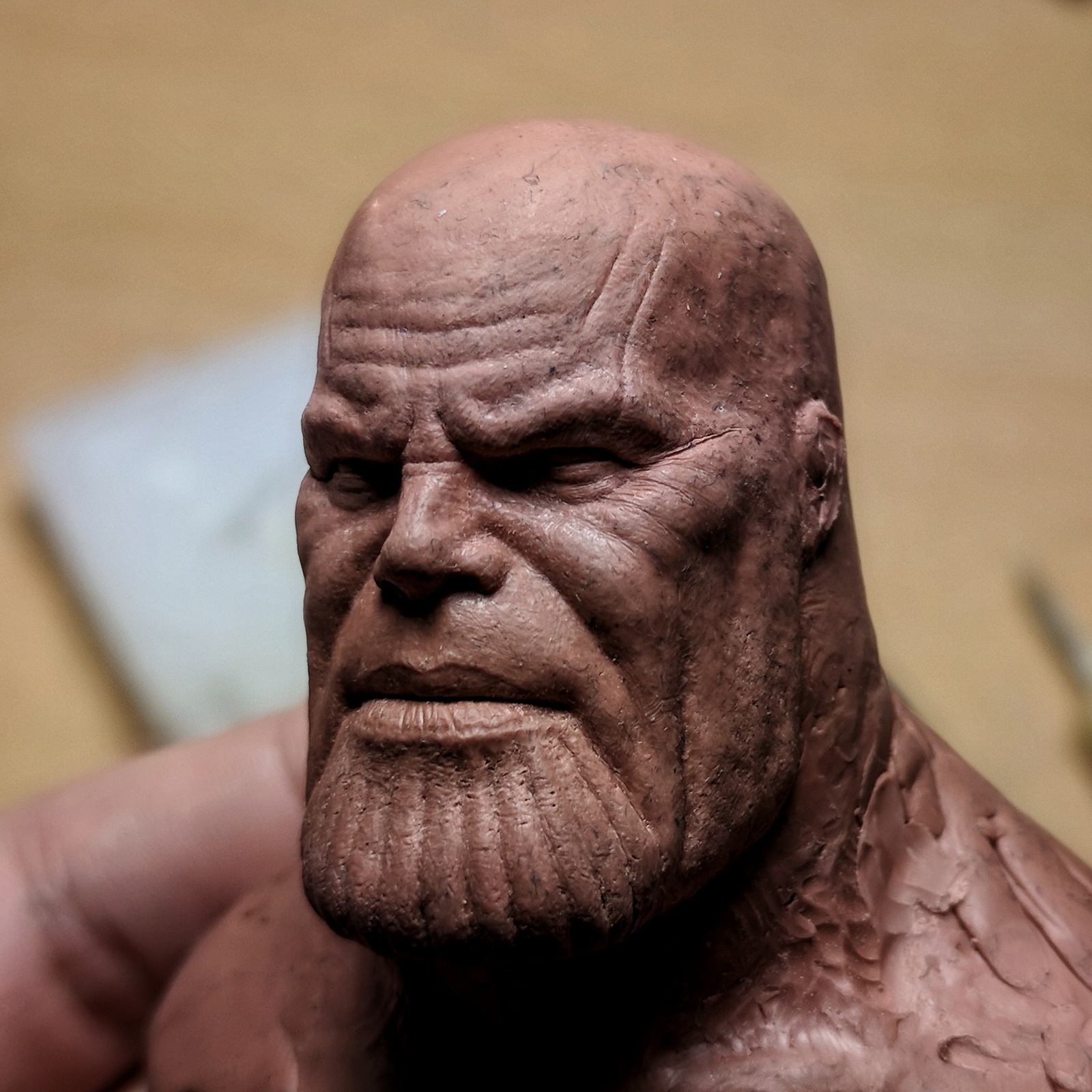 Plasticine bust of Thanos - My, Thanos, Avengers, Marvel, Sculpture, Plasticine, Creation, Friday, Friday tag is mine, Longpost