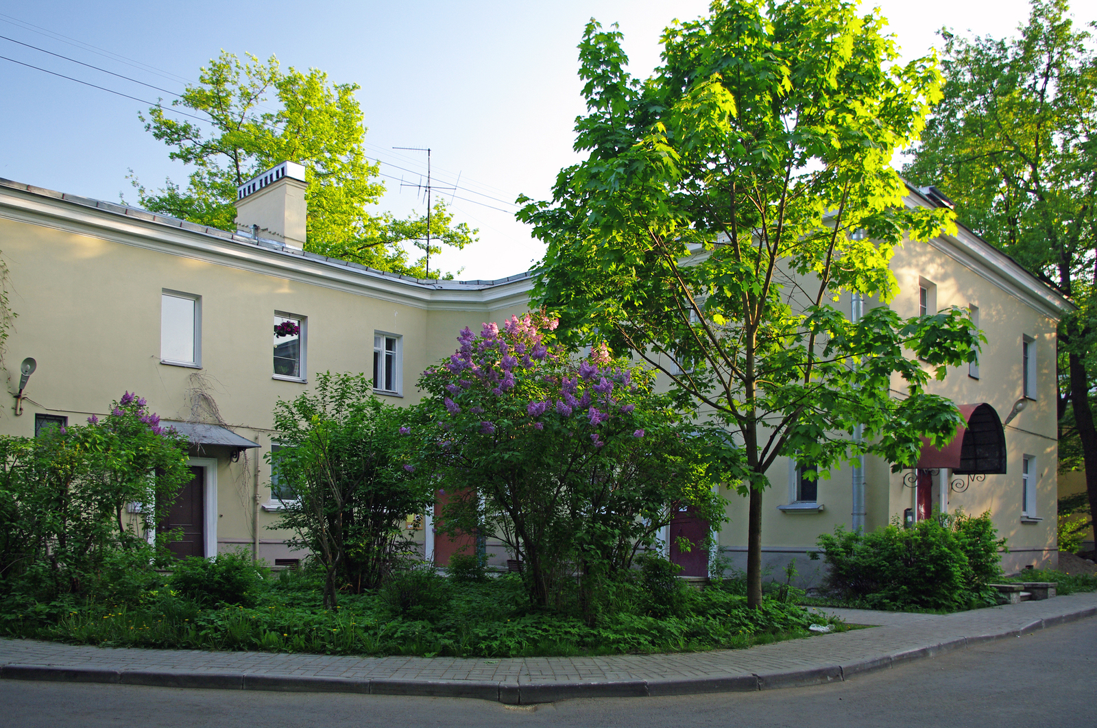 An area surrounded by greenery. - My, The photo, Saint Petersburg, Black River, Cityscapes, Courtyard, Evening, Summer, Cosiness, Longpost, Street photography