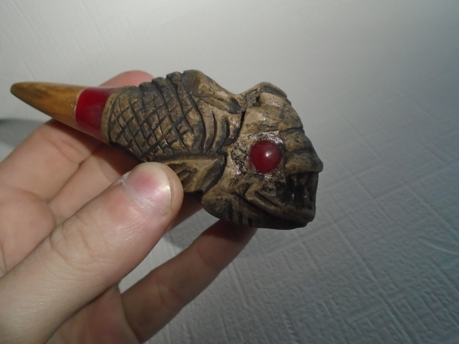 Stone pipe. Part 2 - My, Smoking pipe, A rock, Piranha, Needlework with process, Longpost