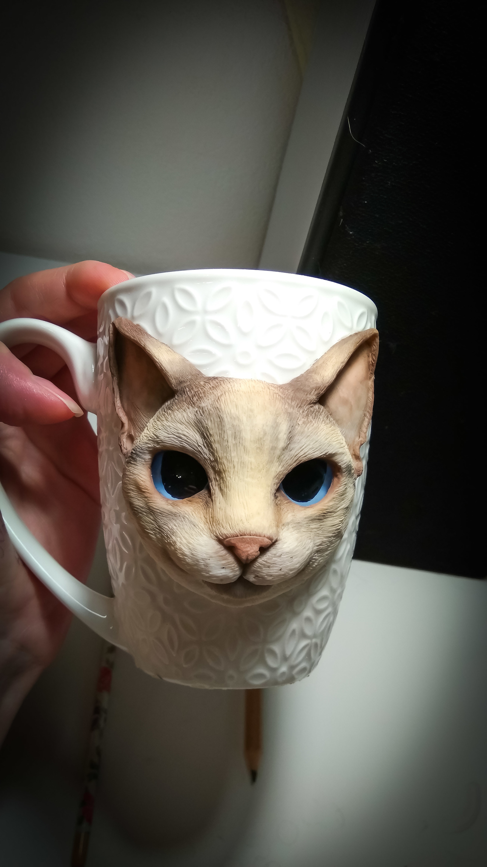 Polymer clay mug - My, Polymer clay, cat, Handmade, Longpost