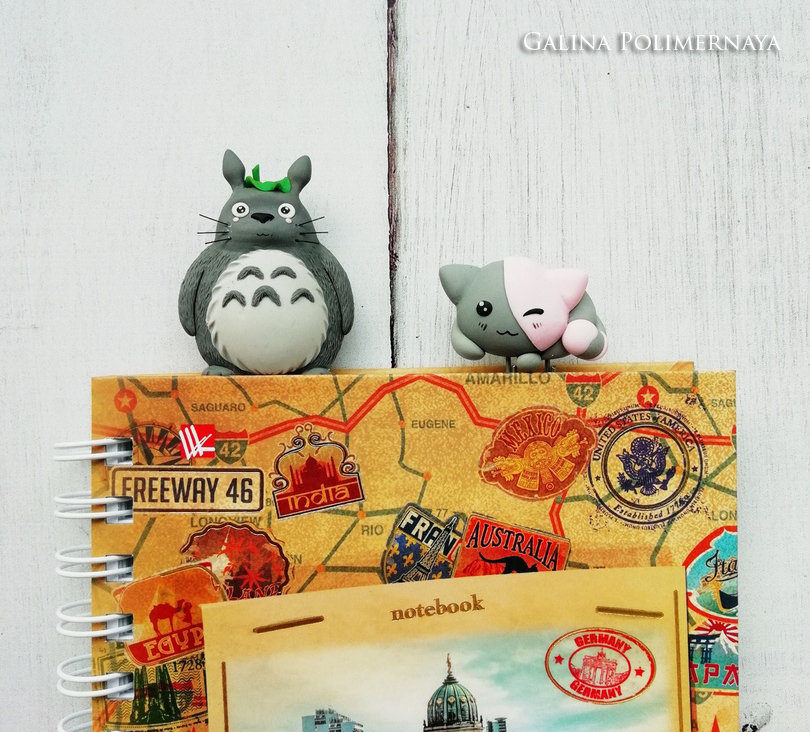 And back to school! - My, Polymer clay, Totoro, Anime, cat, Лепка, Handmade, Needlework without process, Handmade, Longpost