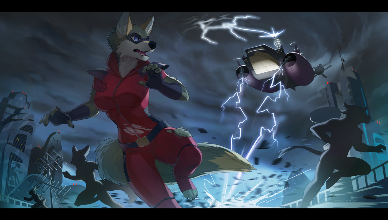 lightning strike - Melloque, Furry, Art, Town