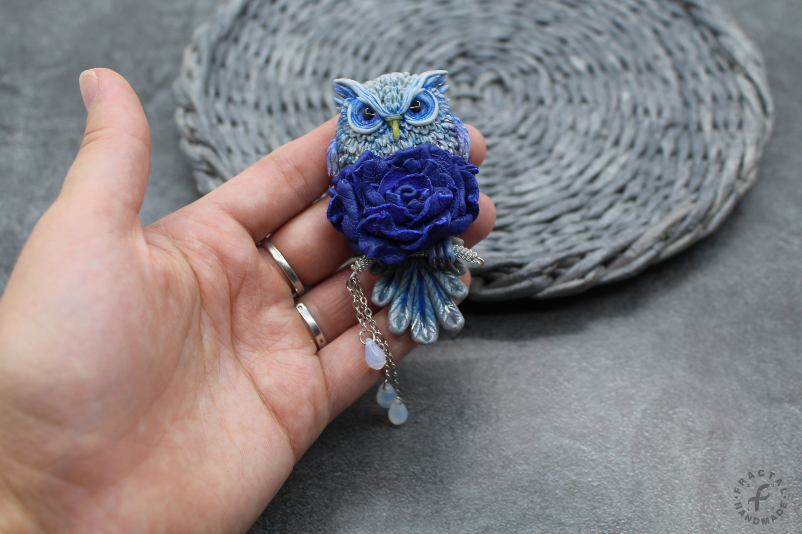 Owl, brooch - My, Owl, Needlework without process, Brooch, Decoration, Longpost