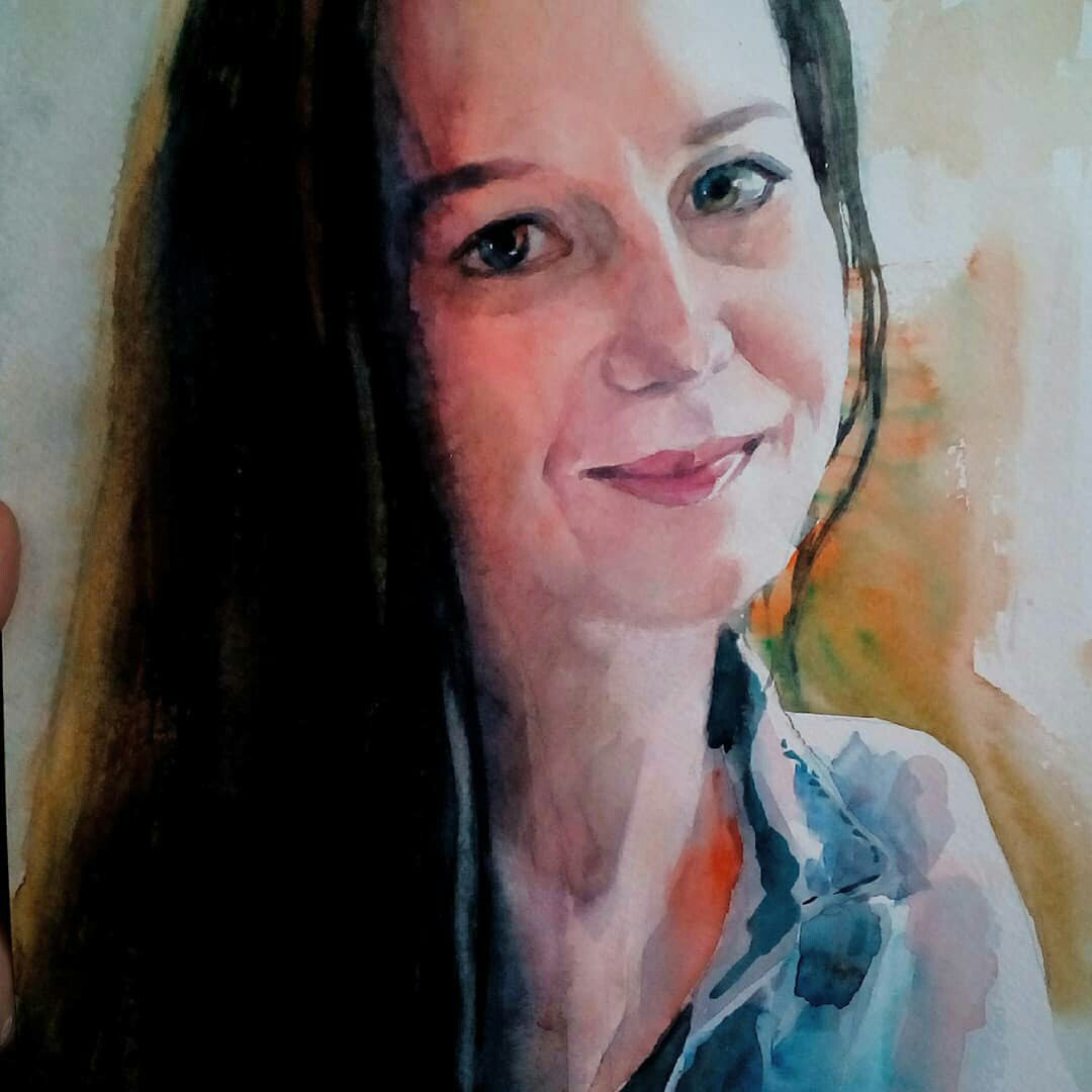 Just a portrait of a girl - My, Portrait by photo, Painting, Watercolor, Portrait, Traditional art