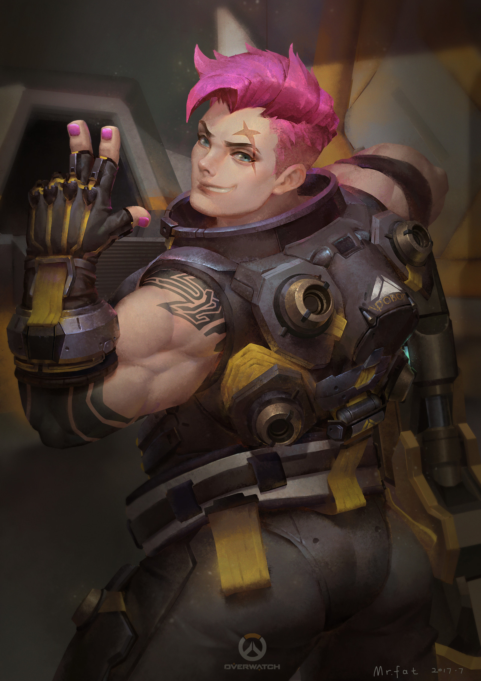 Zarya - Mr Fat, Арт, Крепкая девушка, Overwatch, Zarya