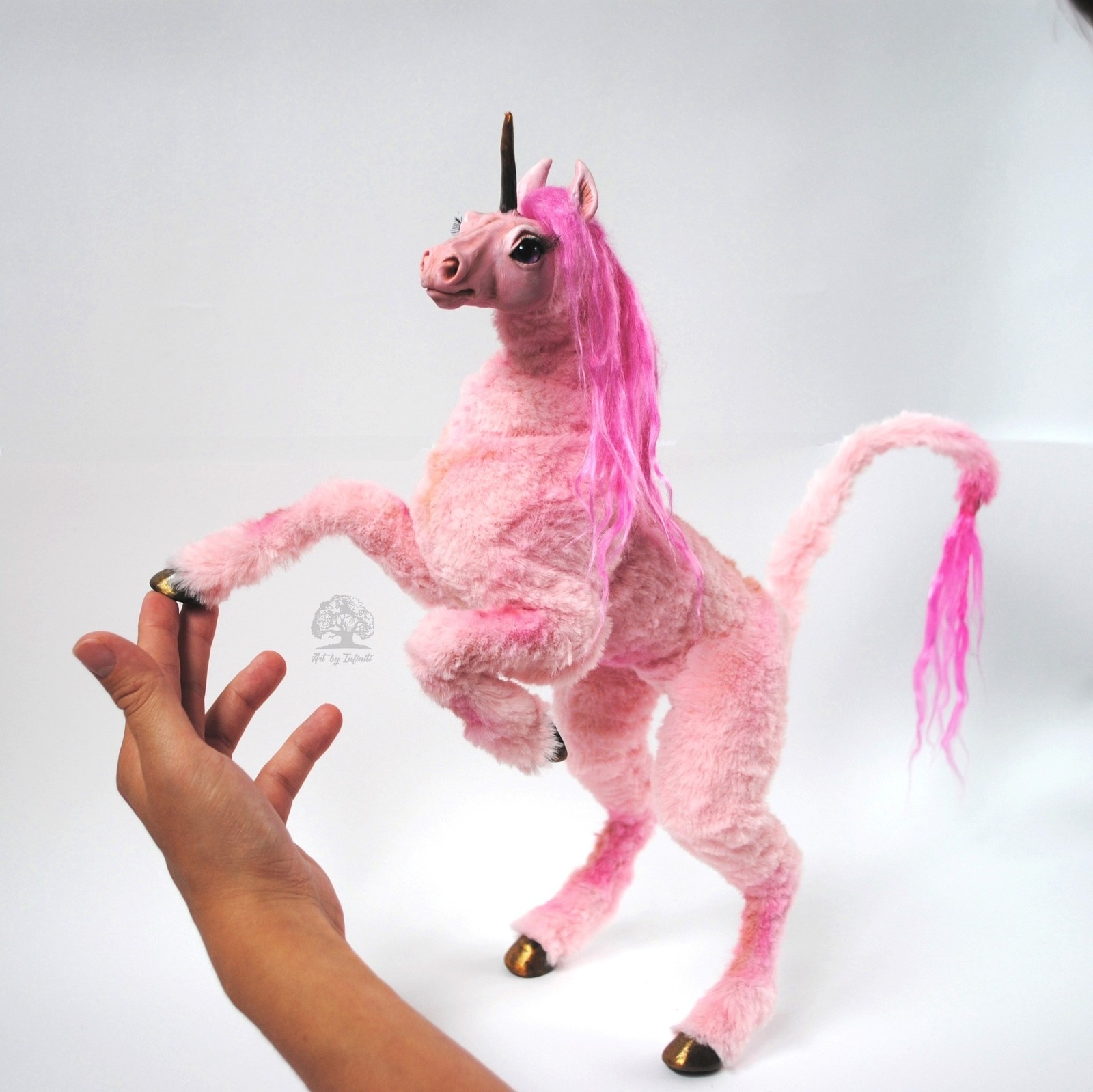 pink unicorn - My, Unicorn, Pink, Sculpture, Author's toy, Collectible doll, Horses, Longpost, Handmade dolls