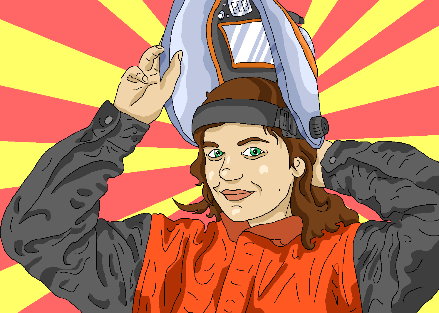 Caricature of the cutest welder - My, , Welder, Nyasha, Poster