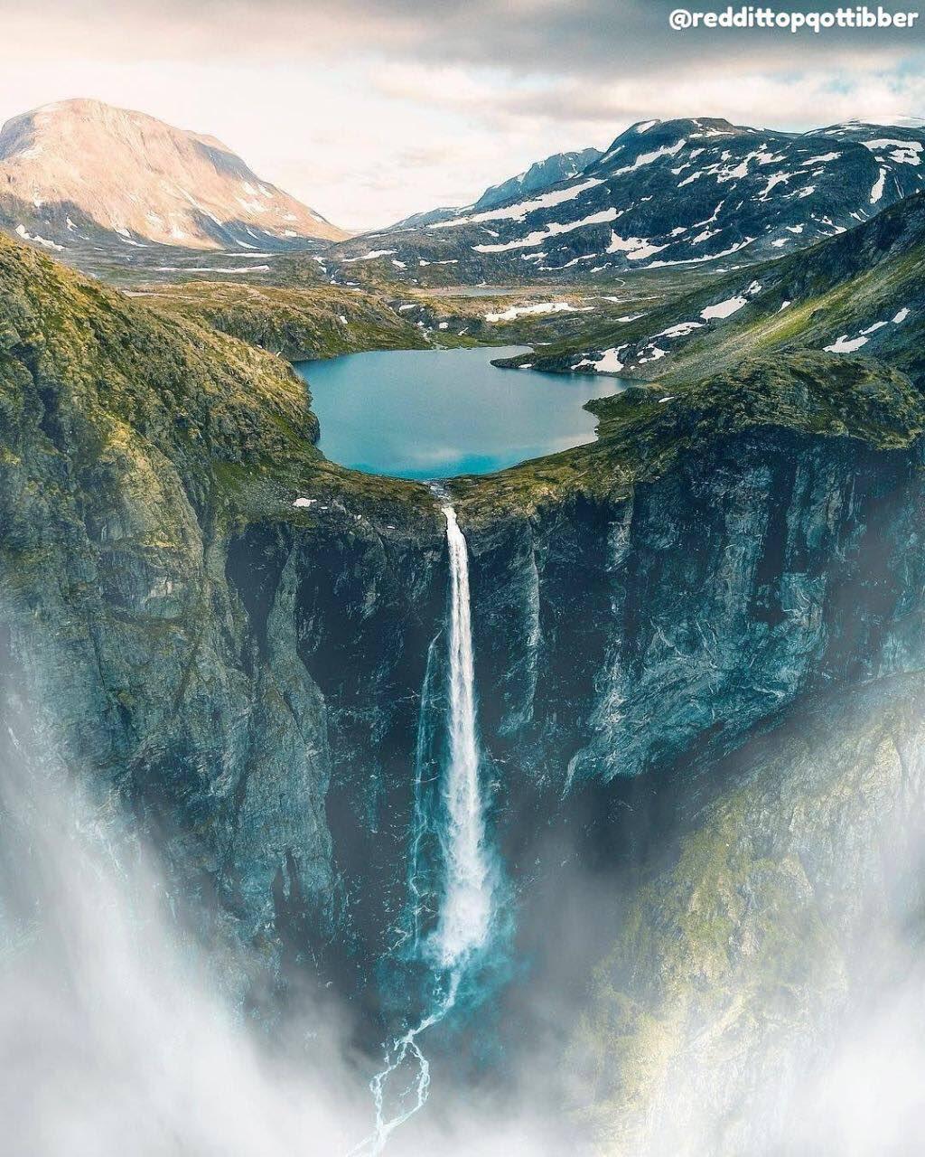 A drone captured this incredible image of Mardalsfossen (waterfall) in Romsdal, Norway. - Norway, The photo, Drone, Waterfall