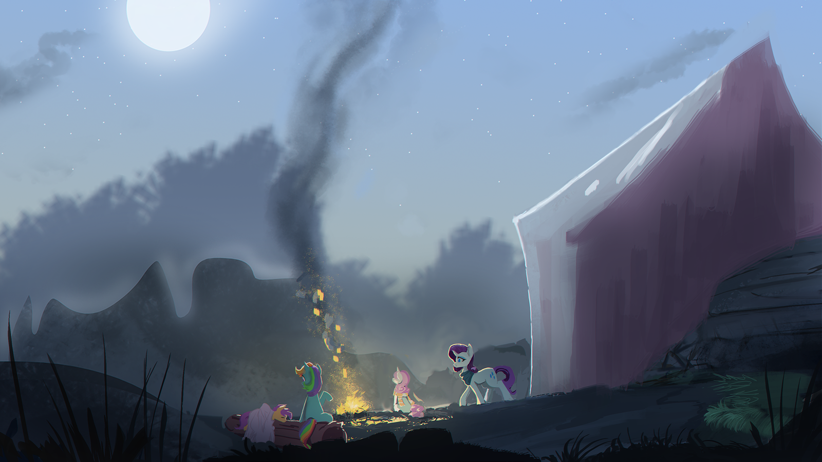 Gone Camping - My little pony, Scootaloo, Rainbow dash, Sweetie belle, Rarity, PonyArt