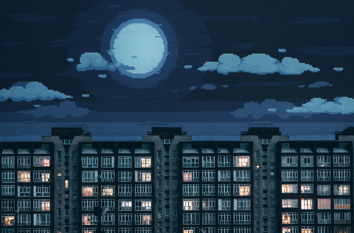 «Восьмибитное небо» - Моё, Pixel Art, Pixel C, Pixel 2, Длиннопост, Арт