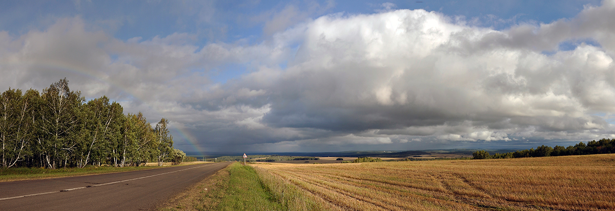 Autumn roads... - My, The photo, Панорама, Autumn, Field, Road