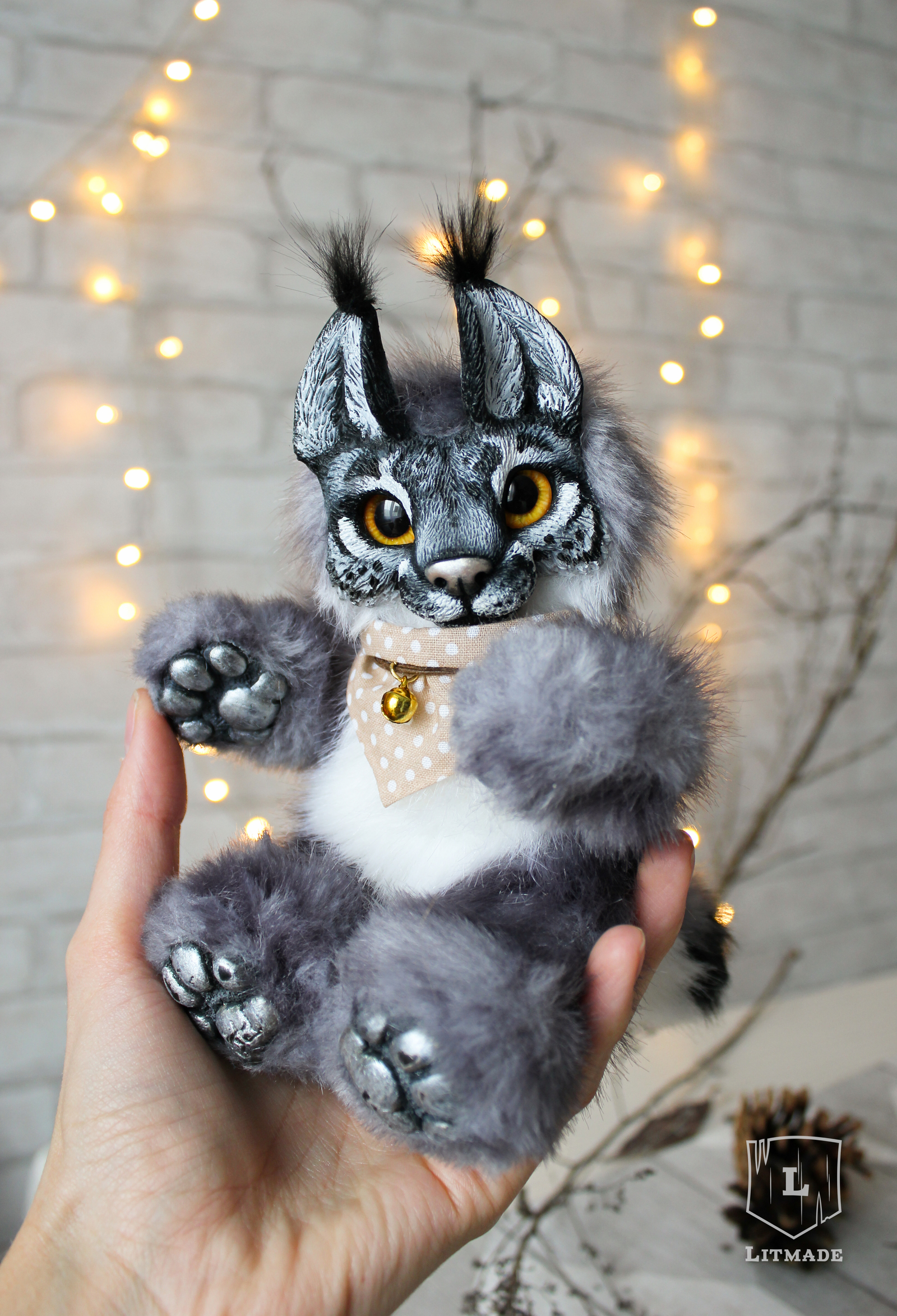 Steel Lynx kitten ^.^ - My, Lynx, Doll, Handmade, Polymer clay, Litmade, Longpost