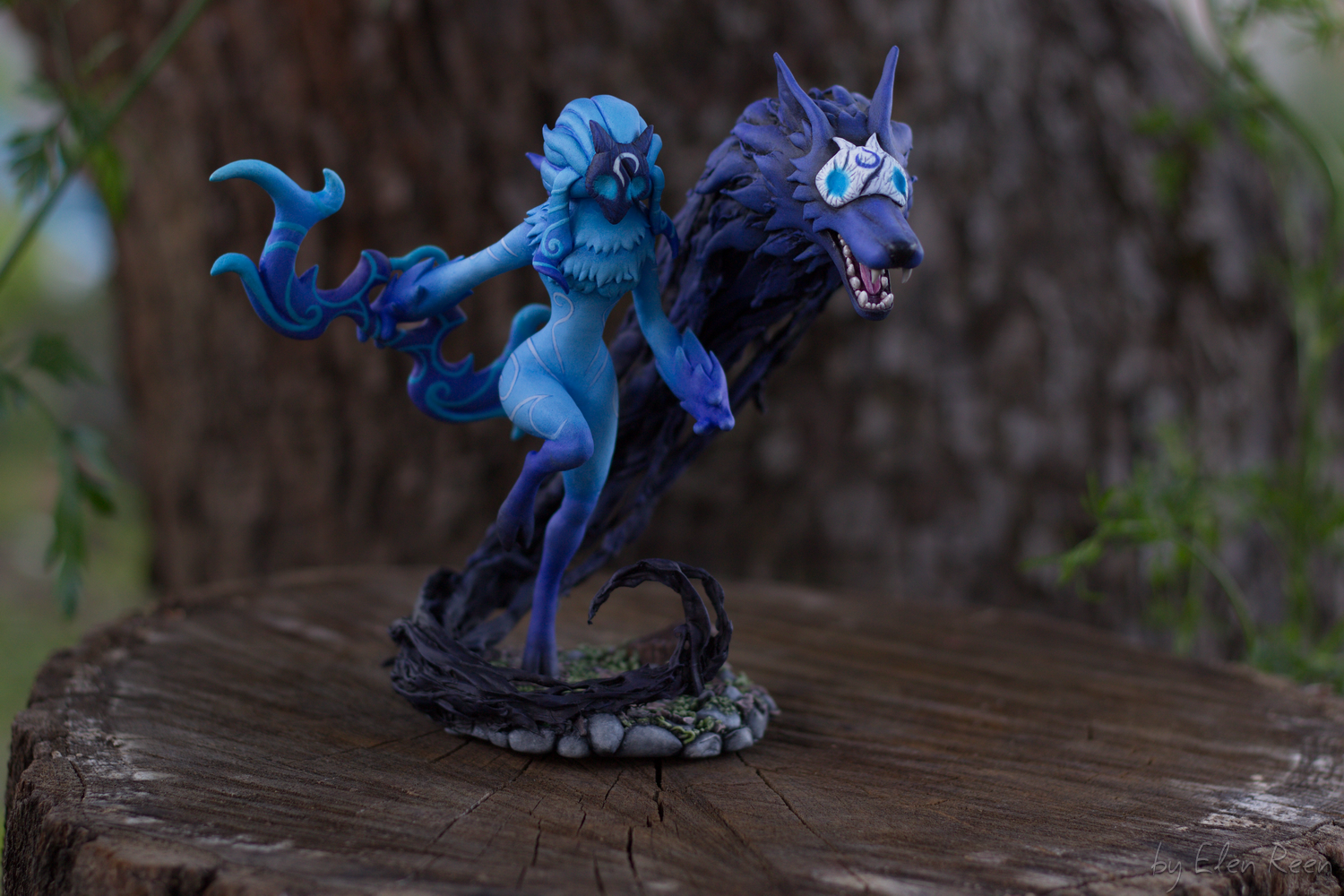 Kindred (League of Legends) - velvet plastic figure - My, Needlework with process, League of legends, Kindred, Figurine, Лепка, Handmade, Velvet plastic, , Video, Longpost, Figurines