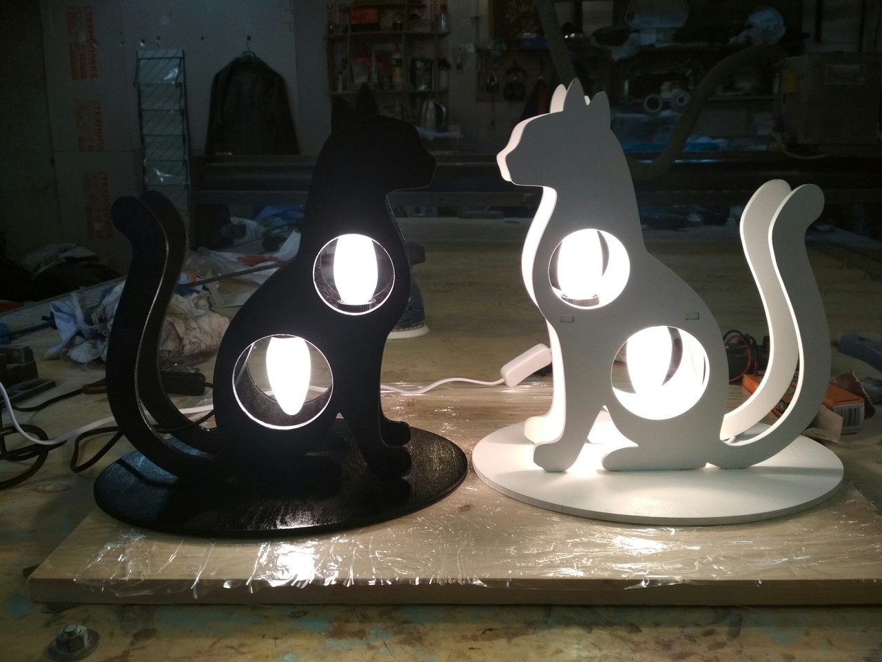 Real cat lamp! - My, cat, Cat with lamp, Tree, CNC, Carpenter, Saint Petersburg, Longpost