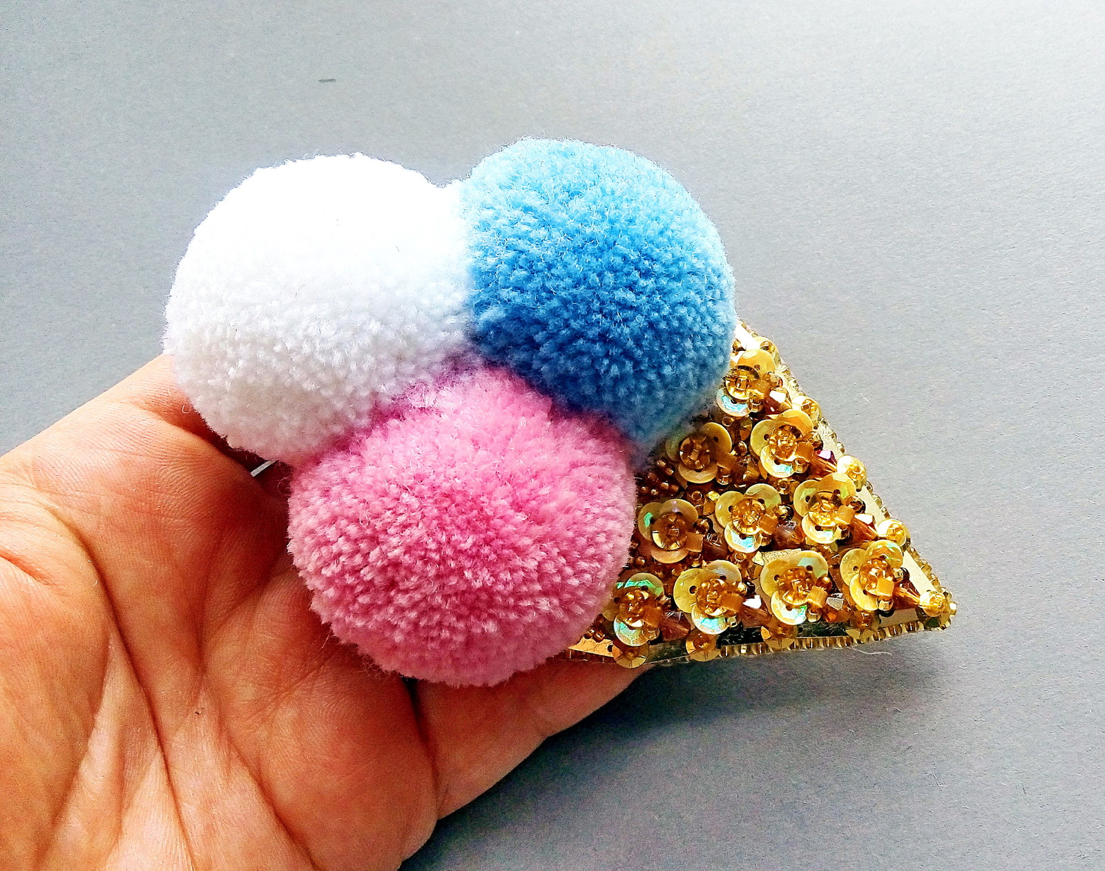 Ice cream - My, Brooch, , , Needlework without process