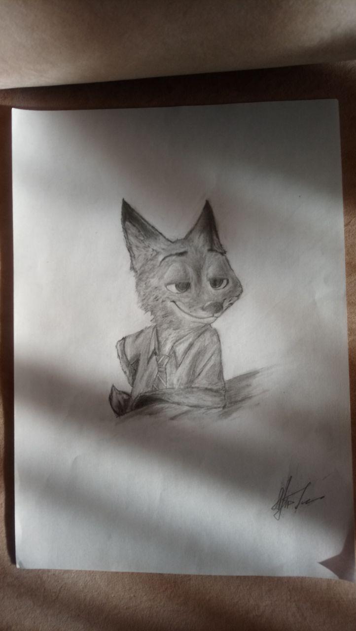 Fox from Zootopia - My, Painting, Simple pencil, Longpost