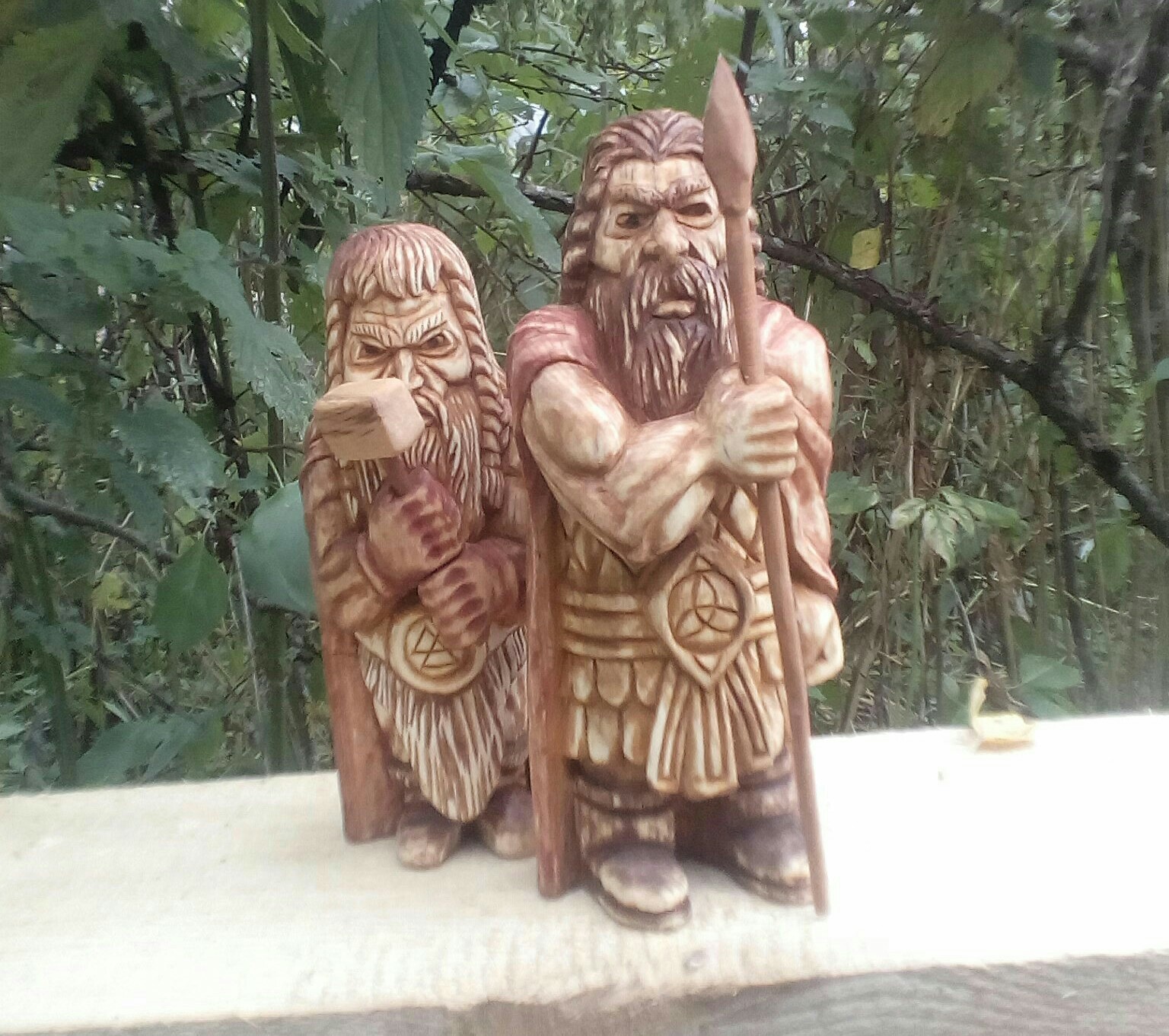 ODIN and TOR, linden material. - My, Scandinavian mythology, Wood carving, Thor, One