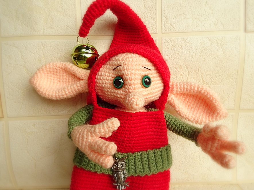 Elf Bell - My, Knitted toys, Crochet, Elves, Bells, Doll, Needlework without process, With your own hands, Longpost