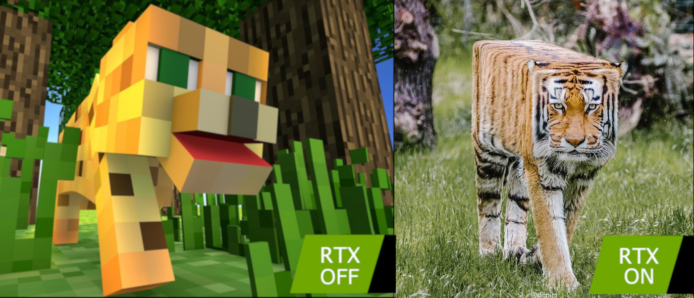 A good example of how RTX works - Nvidia RTX, Minecraft, Games, Animals, Graphics, Nvidia