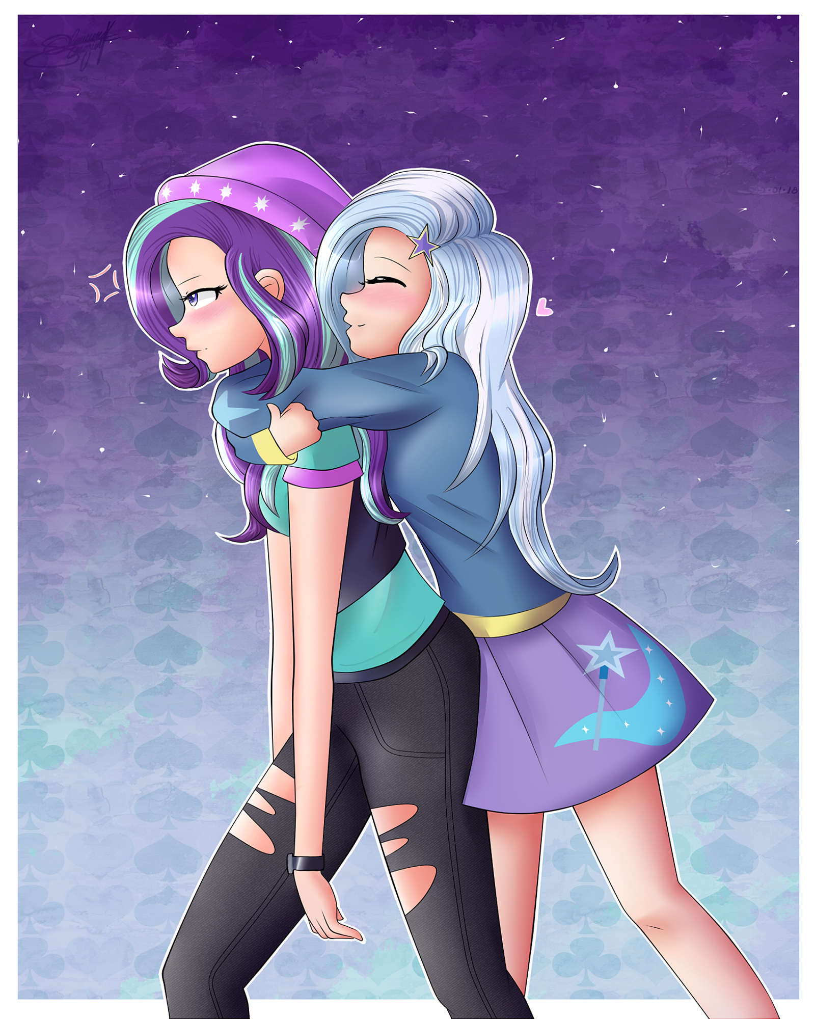 Hug! - Starlight Glimmer and Trixie Lulamoon - My little pony, Equestria girls, Starlight Glimmer, Trixie, Shipping, , MLP Lesbian