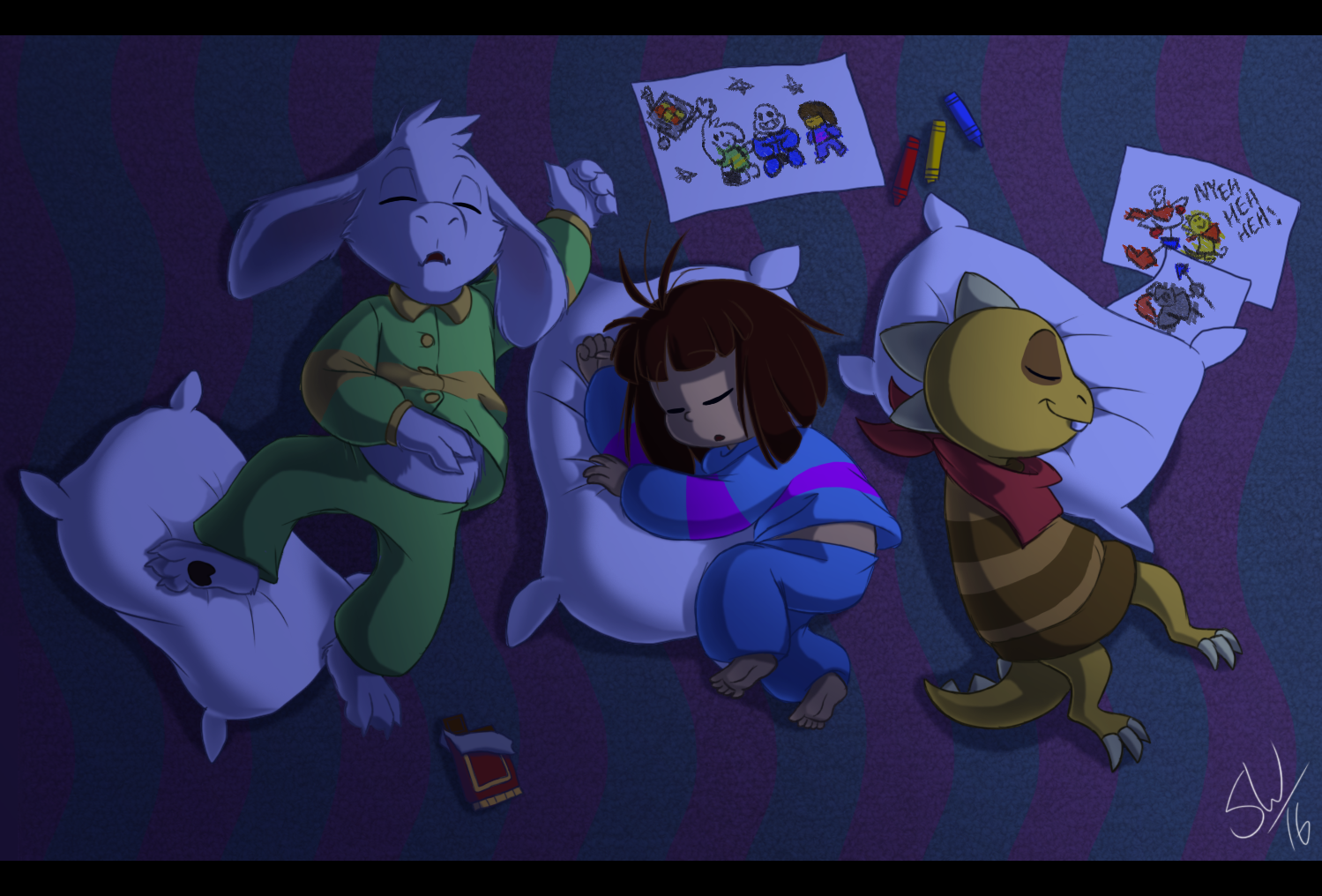 Sleepyheads - Undertale, Games, Art, Asriel, Frisk, Monster Kid