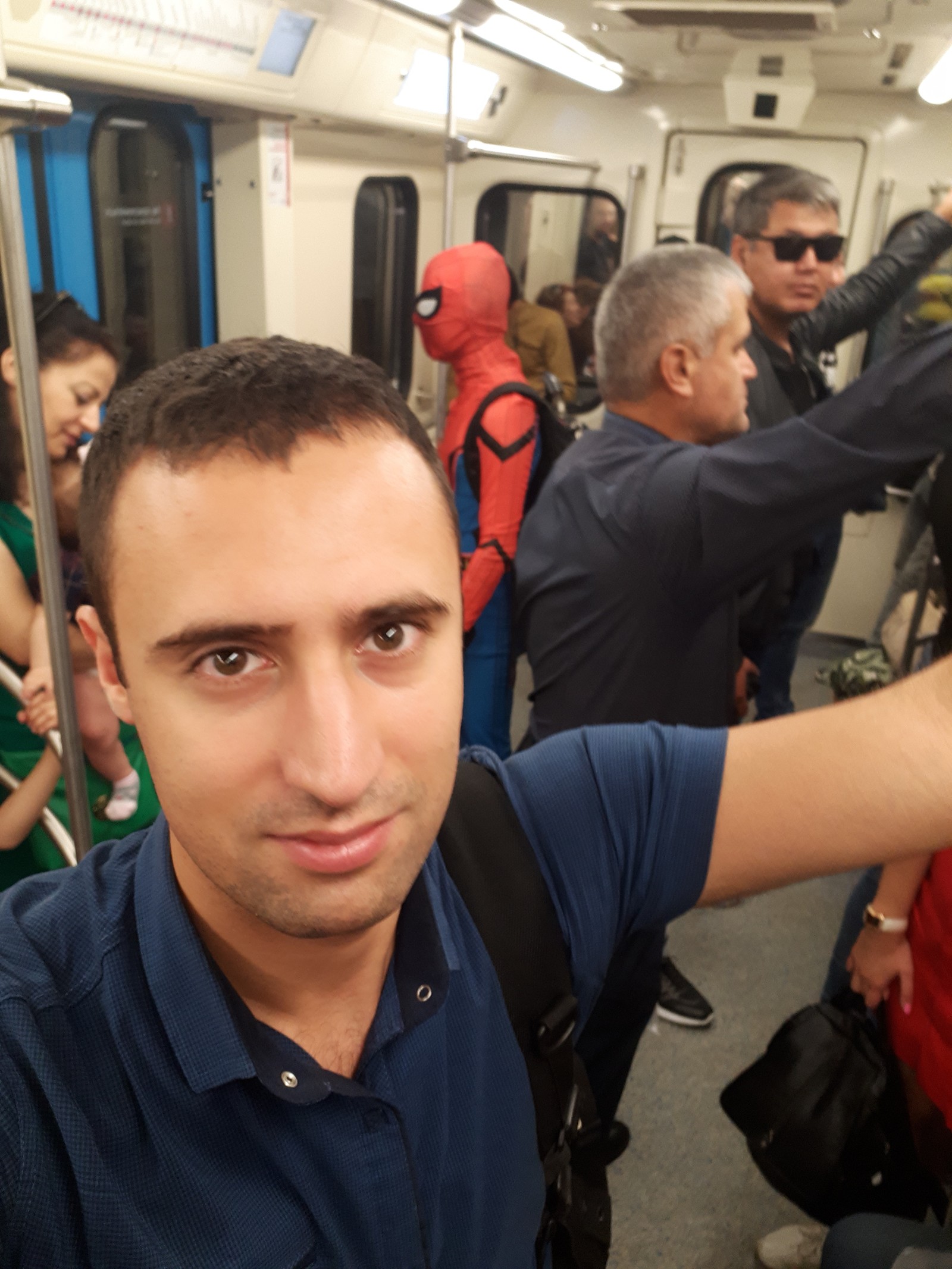 What to do if spider-man rides with you in the same subway car? - Adventures, Metro, Moscow, Marvel, Spiderman, My