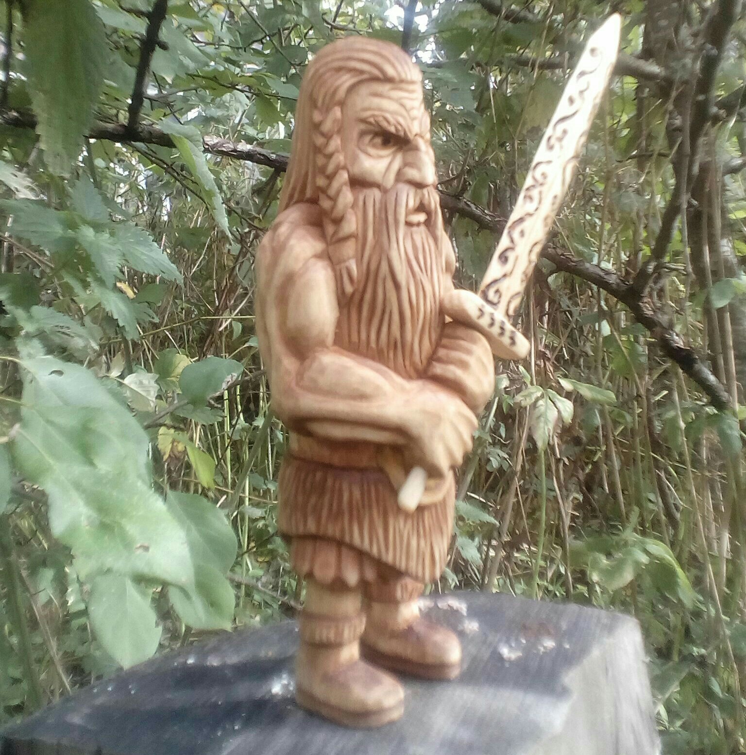 PERUN, material linden, sword cedar, height 17cm. - My, Wood carving, Slavic mythology, Perun