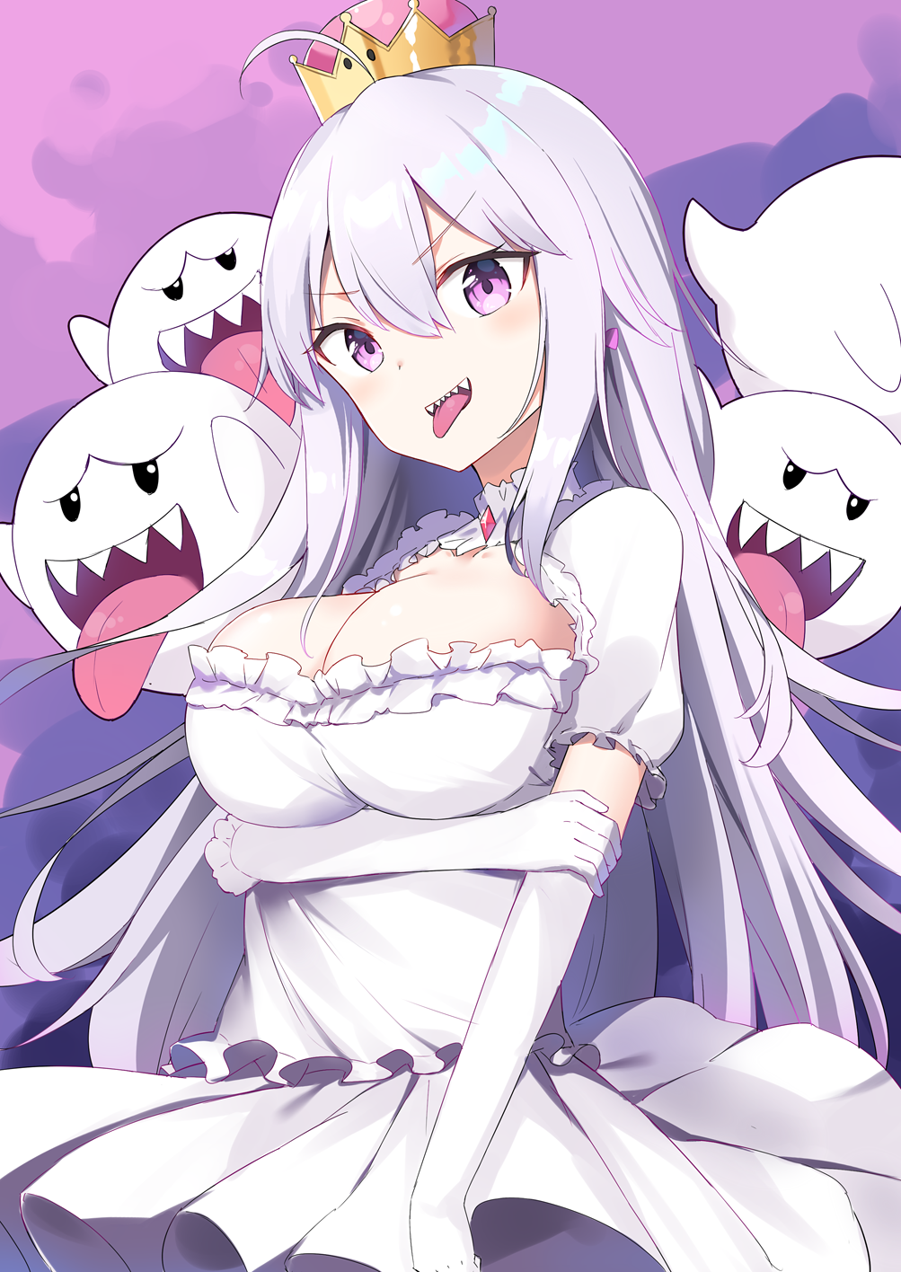 Boosette - Mario, Bowsette, Boosette, Boobs, Anime art, Longpost