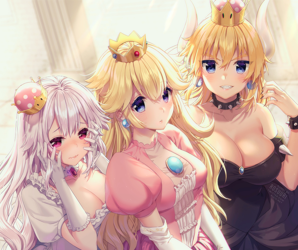 Boosette - Boosette, Bowsette, Princess Peach, Сиськи, Anime Art, Супер корона, Длиннопост