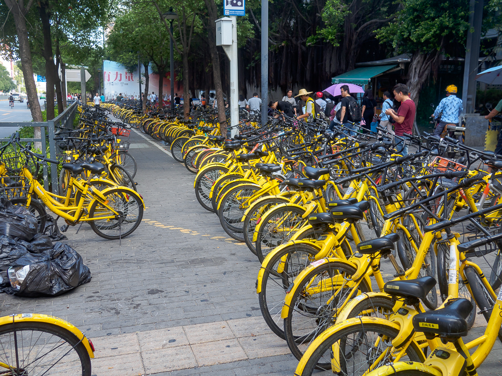 Ordinary bicycle sharing parking, in China near the subway - My, China, A bike, Parking, Bike rental