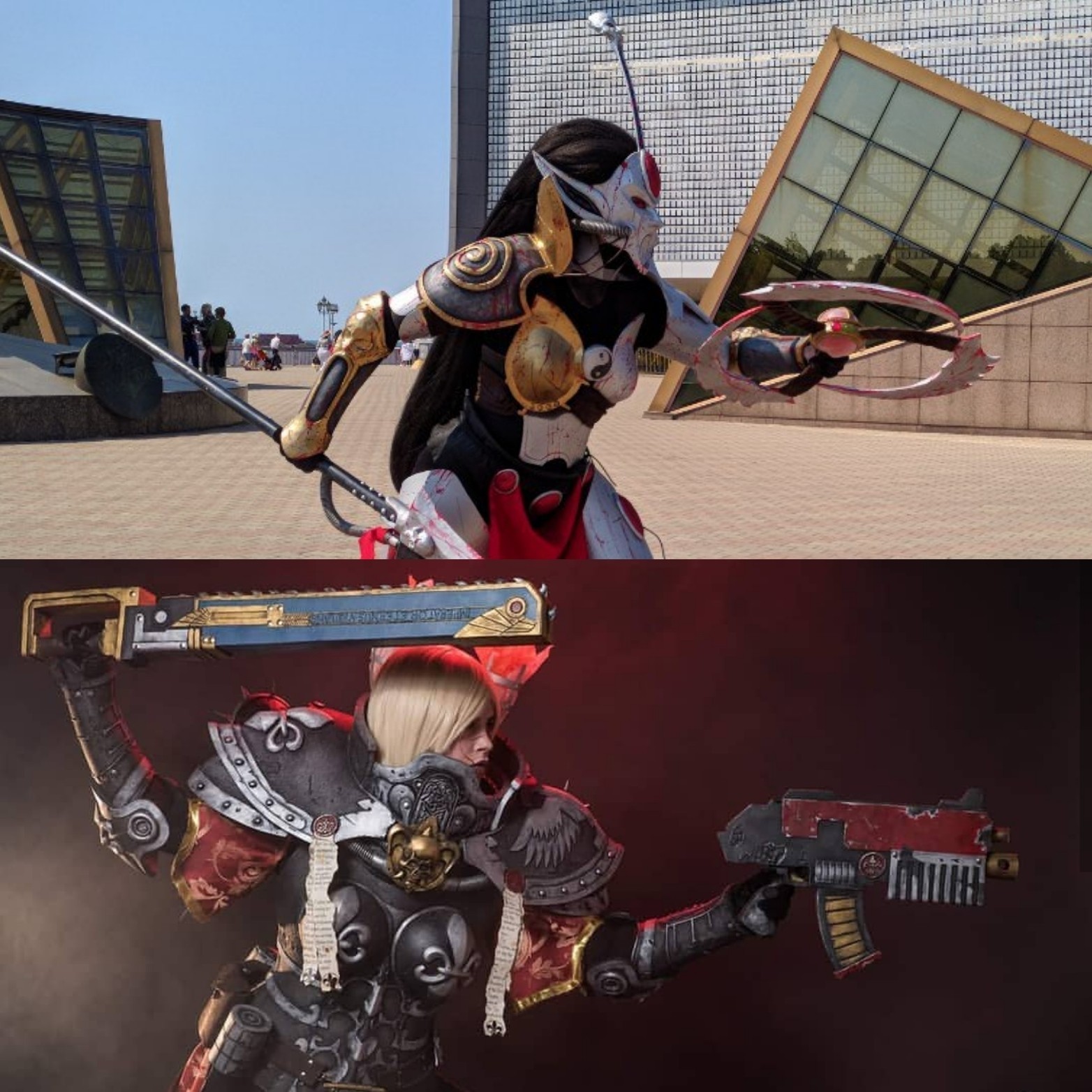 Warhammer 40k double cosplay - My, Warhammer 40k, Longpost, My, Girls, Cosplay, Craft, Video, Adepta Sororitas