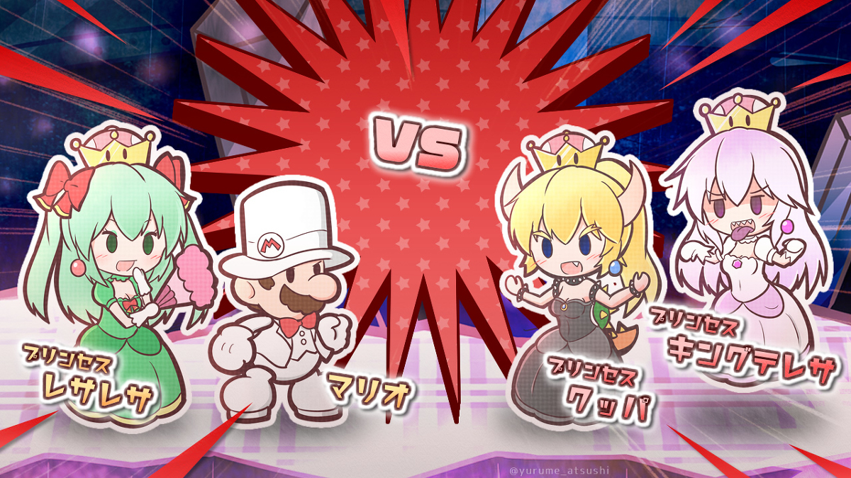 Mario VS Bowsette and Boosette - Mario, Bowsette, Boosette, Yoshette, Super crown, Bowsette Jr, Anime art, Longpost