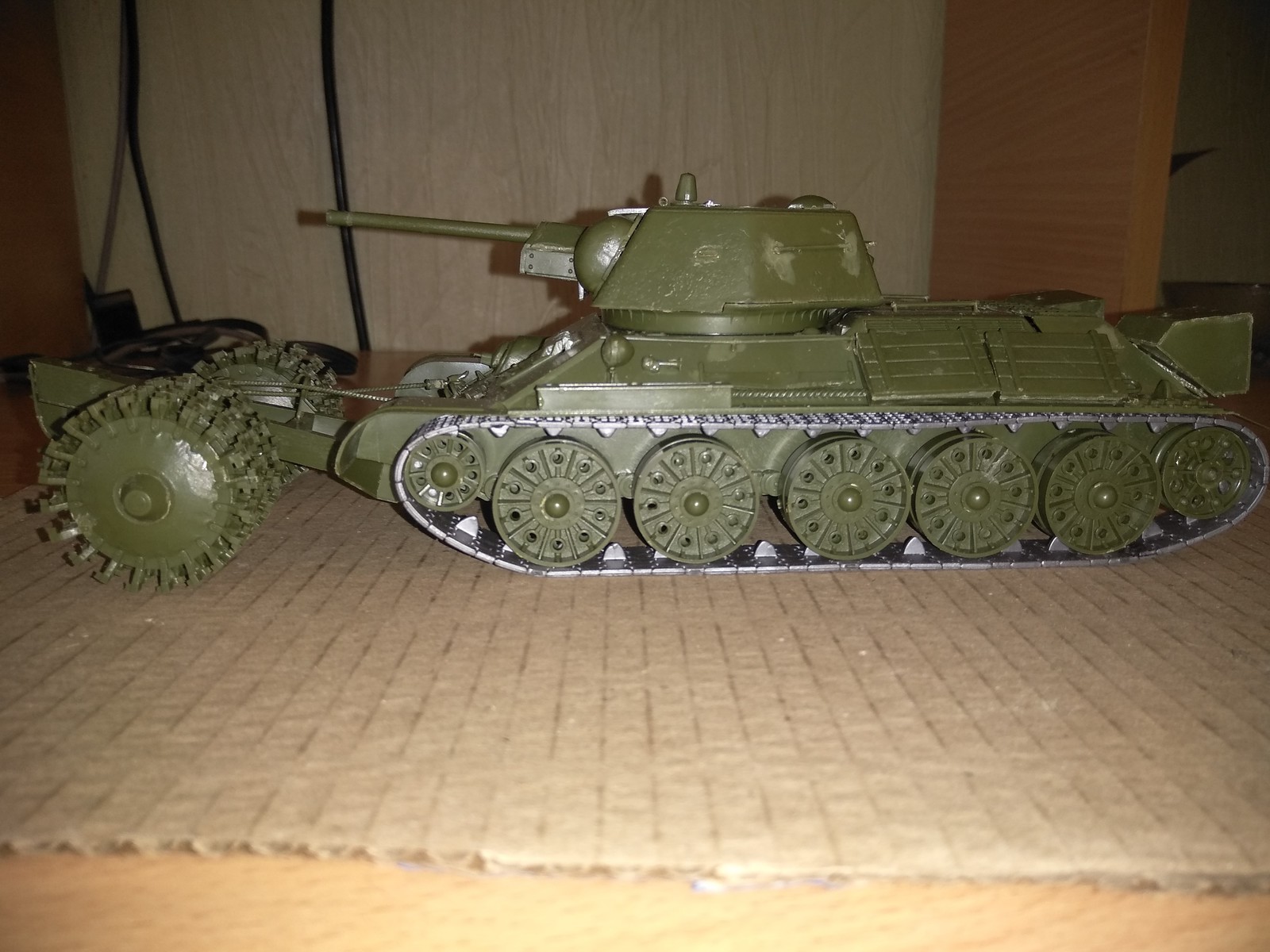 T 34/76 with minesweeper - My, Stand modeling, Modeling, Tanks, My, Longpost