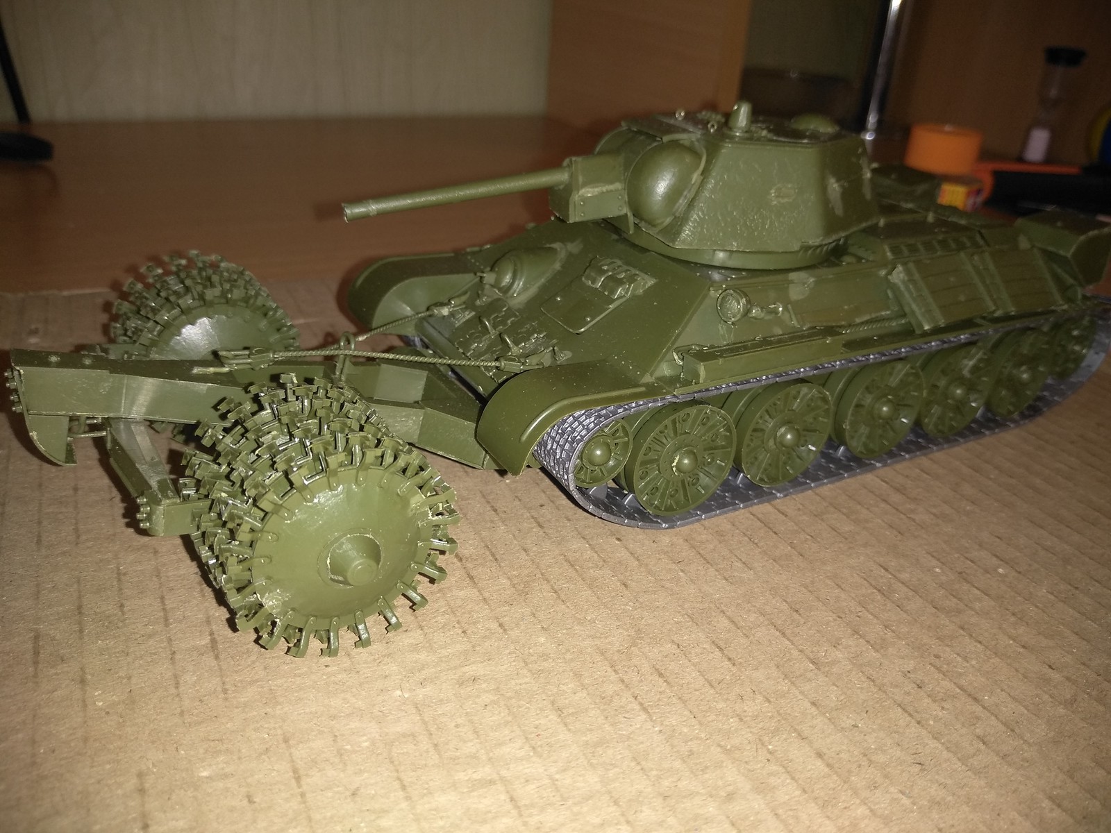 T 34/76 with minesweeper - My, Stand modeling, Modeling, Tanks, My, Longpost