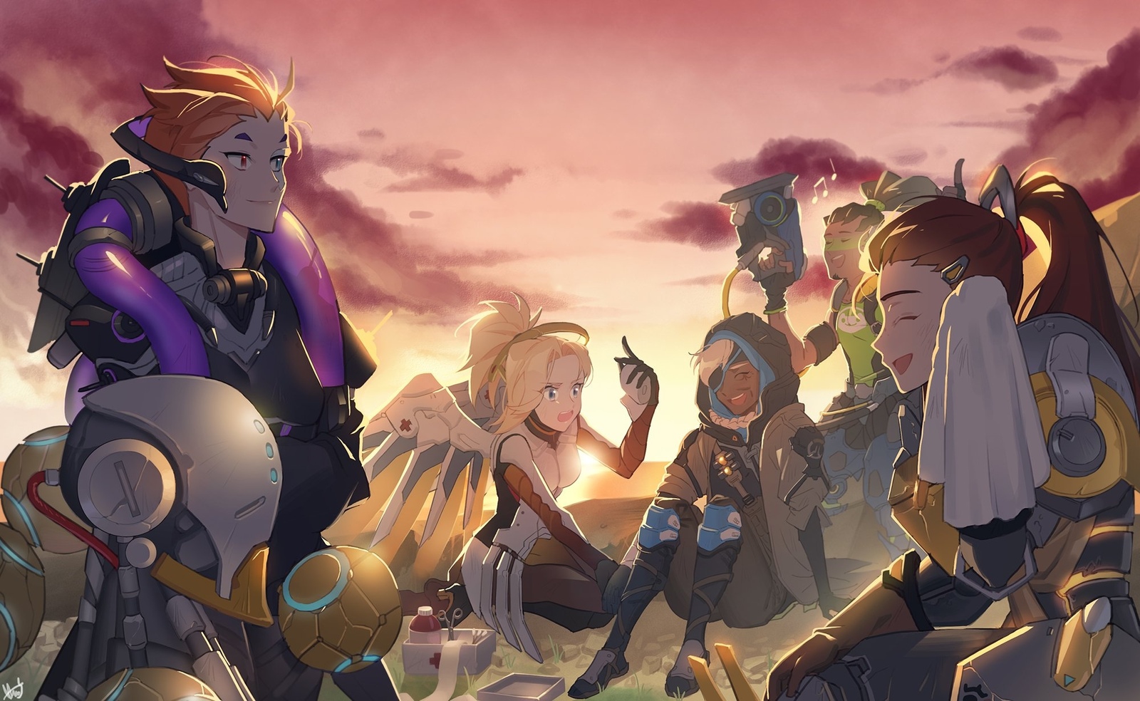 Healers by maro chick - Overwatch, Zenyatta, Moira, Mercy, Ana amari, Lucio, Brigitte, Maro_chick