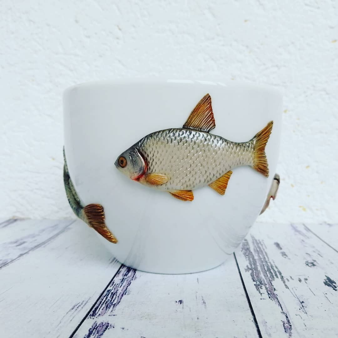 Mugs with fish - My, A fish, Creation, Decor, With your own hands, Needlework, Fishermen, Longpost